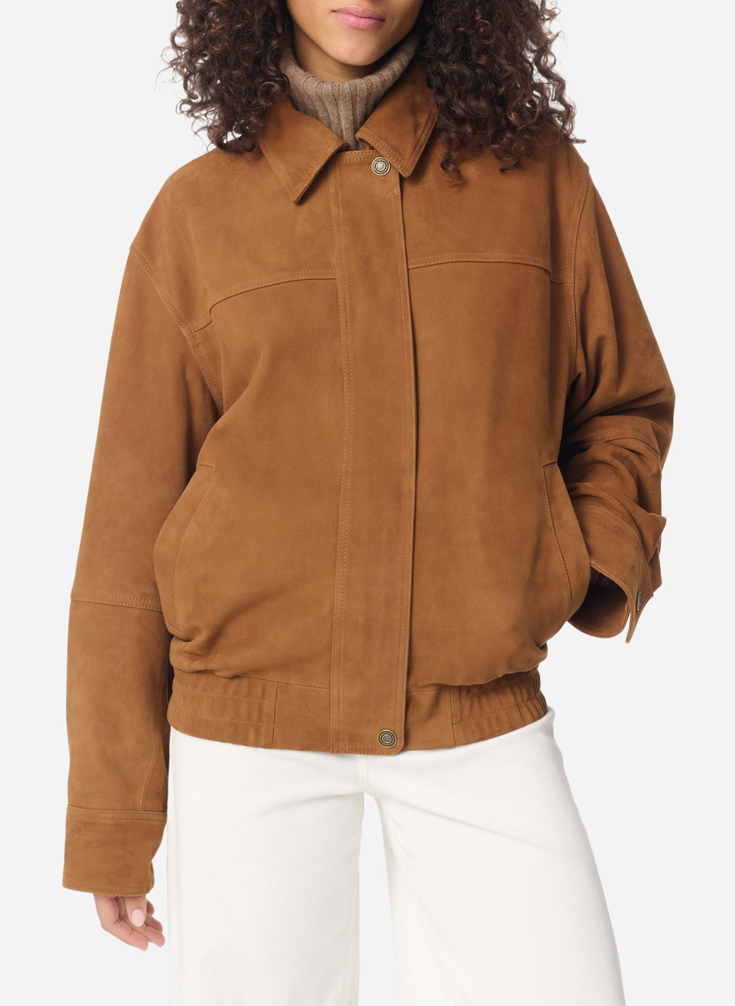 Veste col classique en cuir VANESSA BRUNO Marron