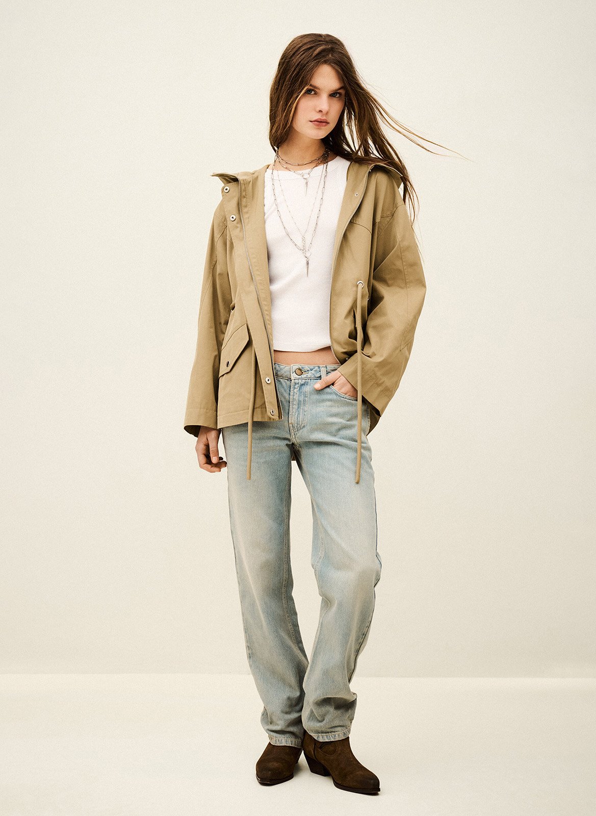 Fitted hooded parka BA&SH Brown