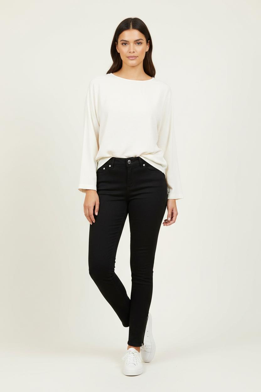 Cropped slim jeans with studs LIU JO - SECONDE MAIN Black