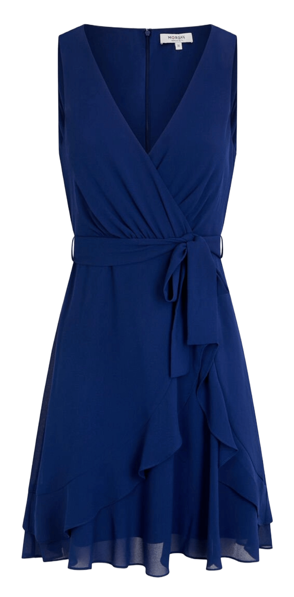 Short straight V-neck dress MORGAN Blue