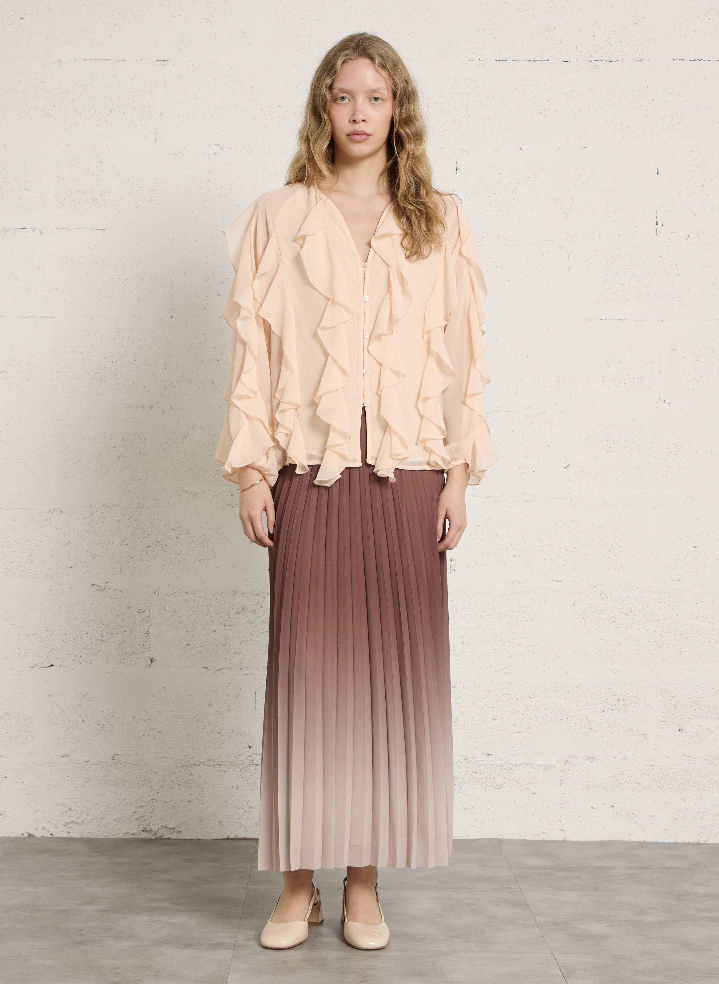 Ausgestellter Midi-Faltenrock MAISON 123 Rosa