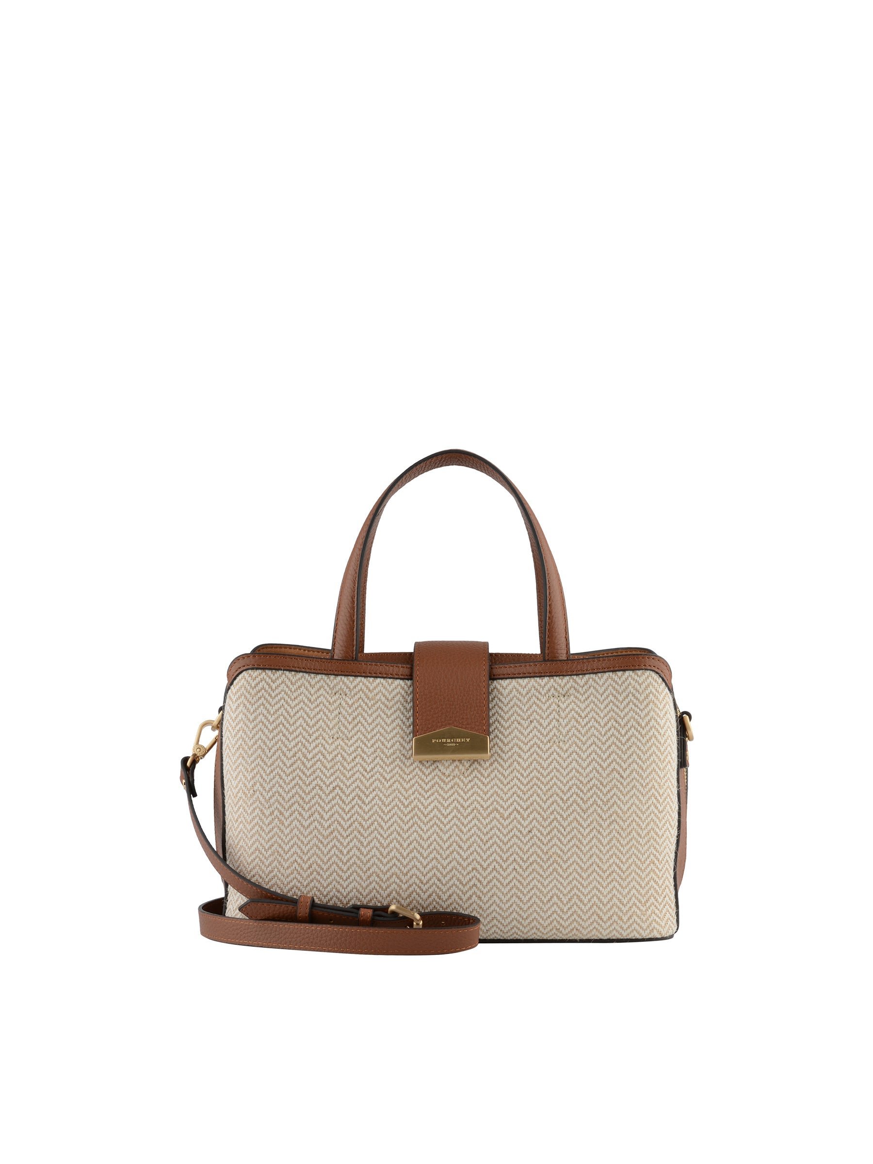 Calfskin leather handbag POURCHET Golden