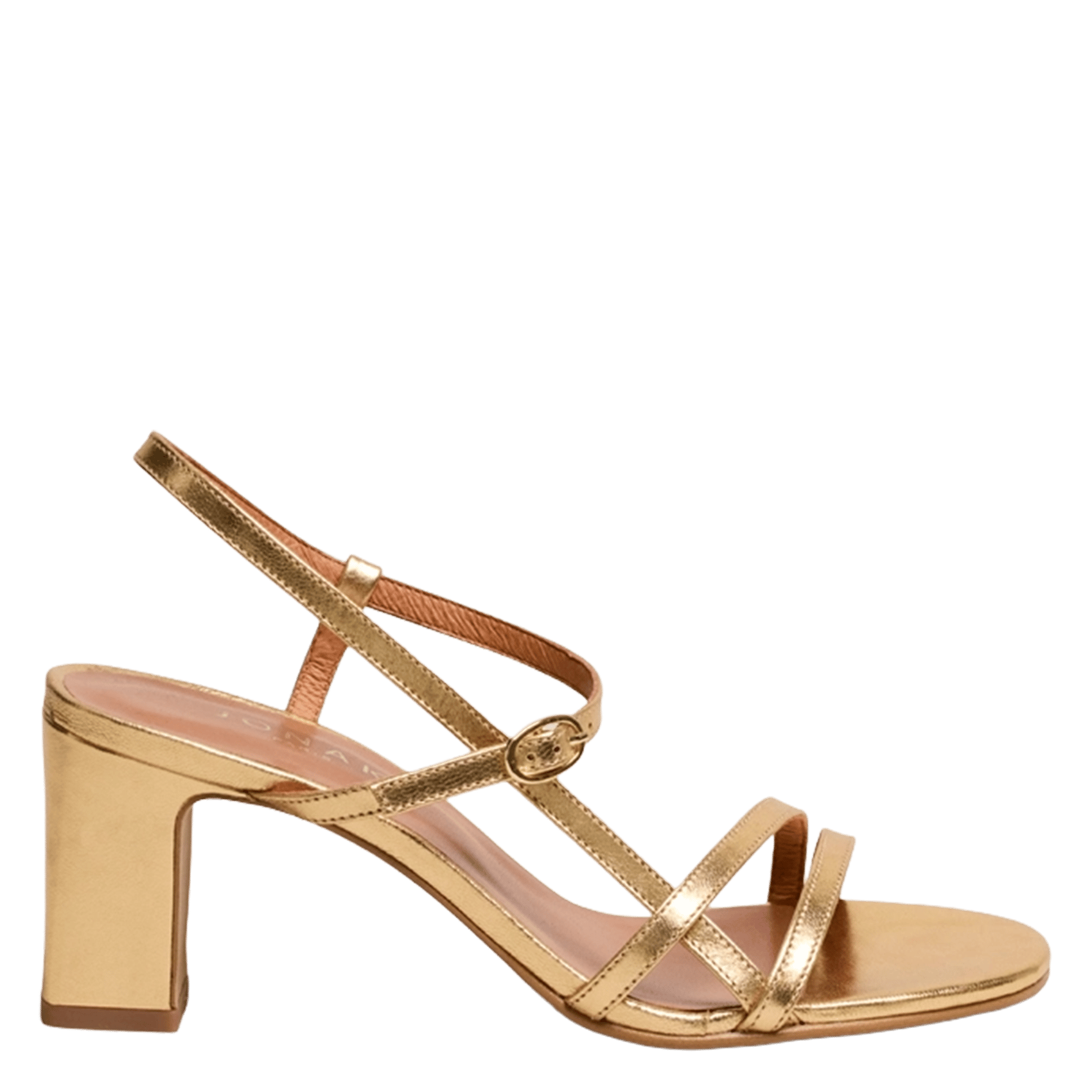 Hohe Metallic-Ledersandalen mit Absatz JONAK Golden