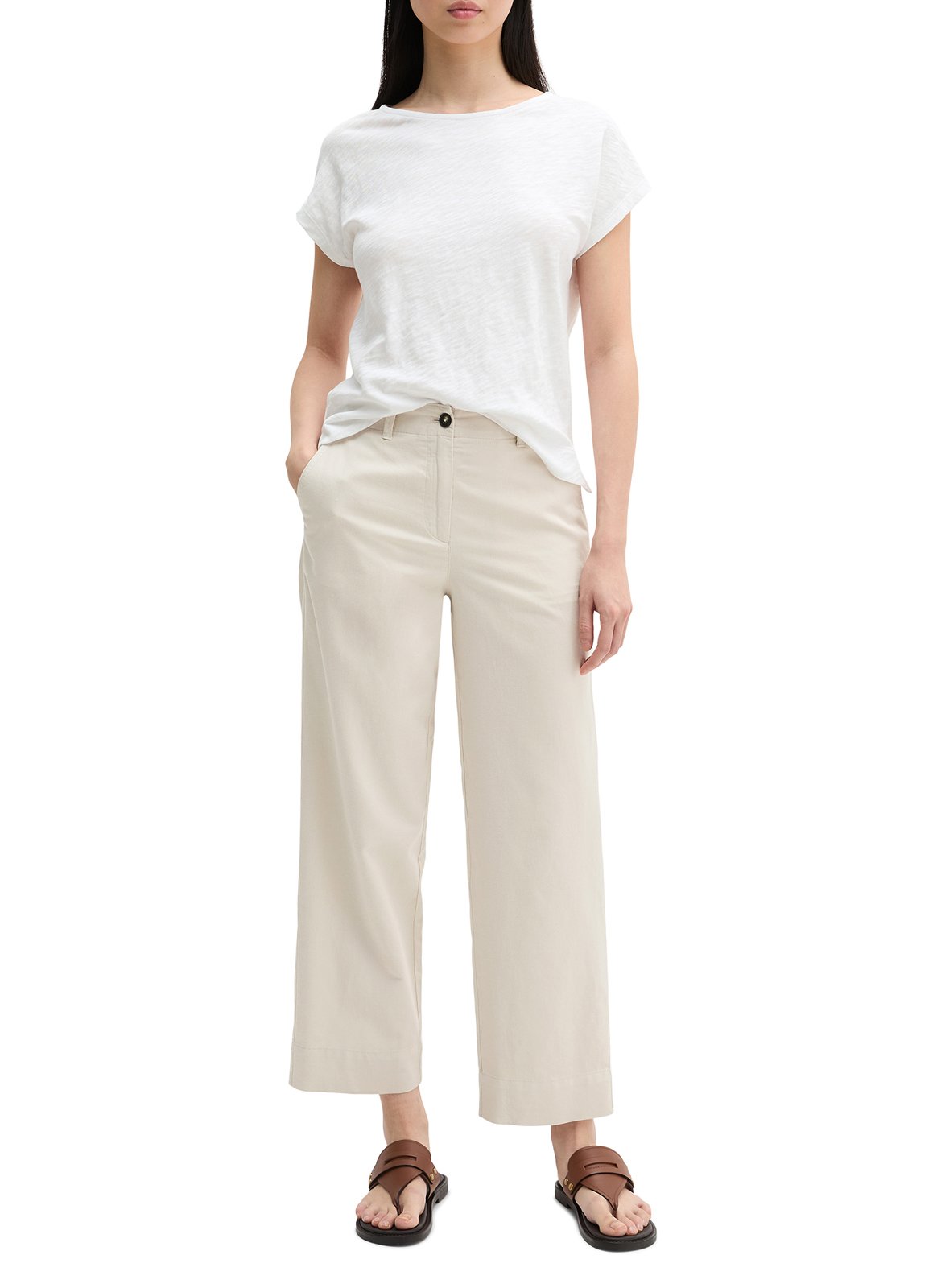 Tee-shirt col bateau uni en coton MARC O'POLO Blanc