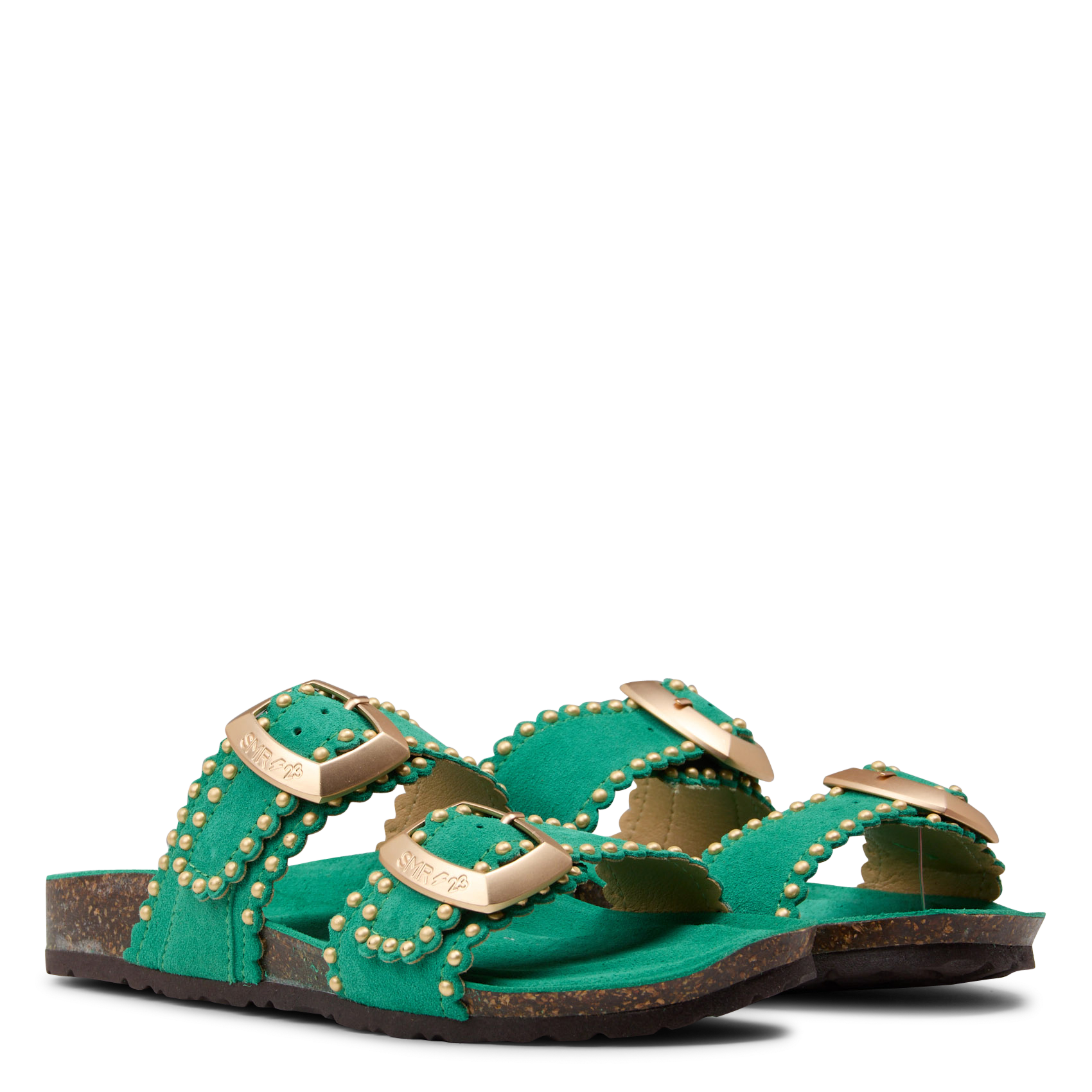 Sandales plates à brides en cuir SEMERDJIAN - SMR Vert