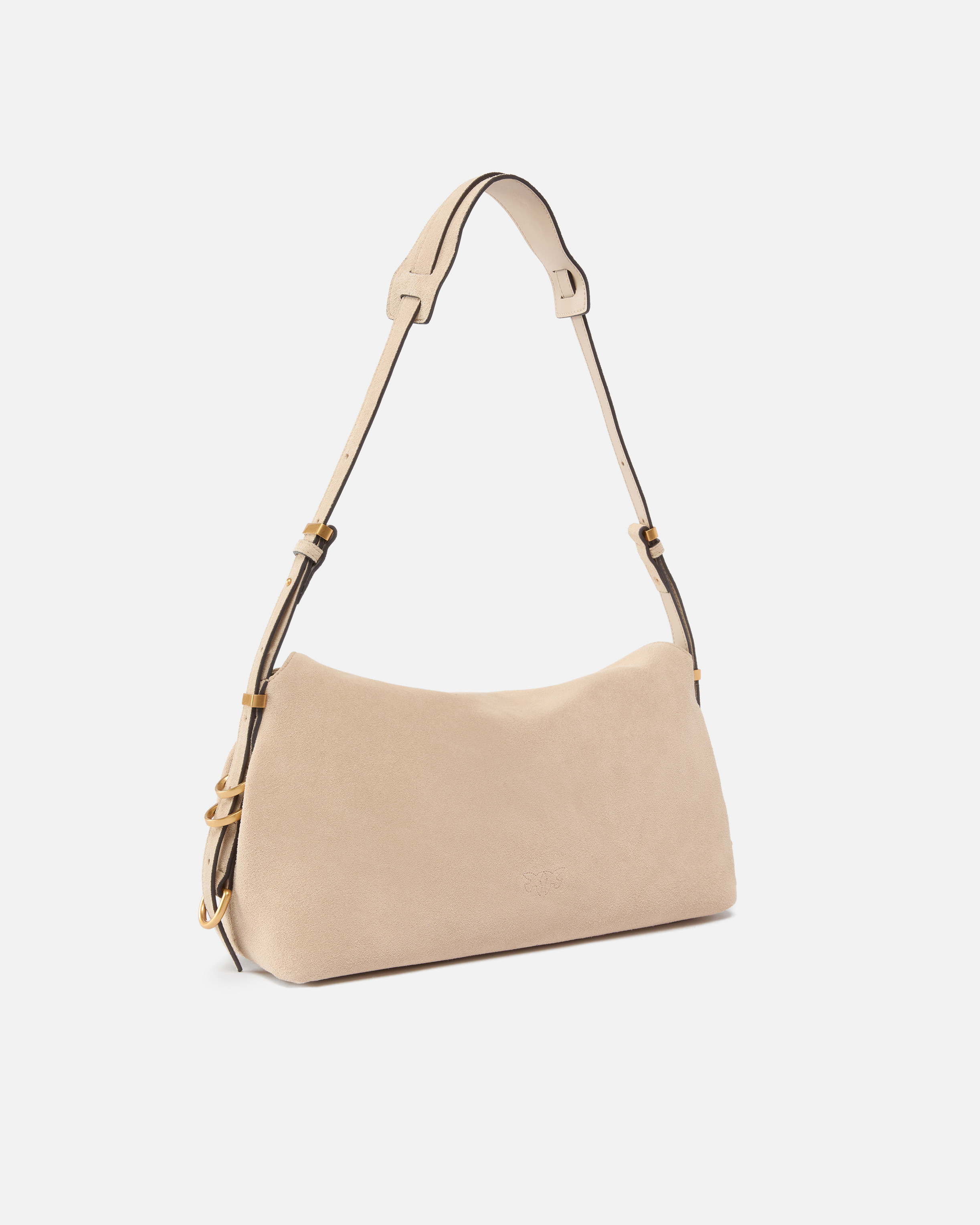 Medium suede saddle bag shoulder bag PINKO Beige