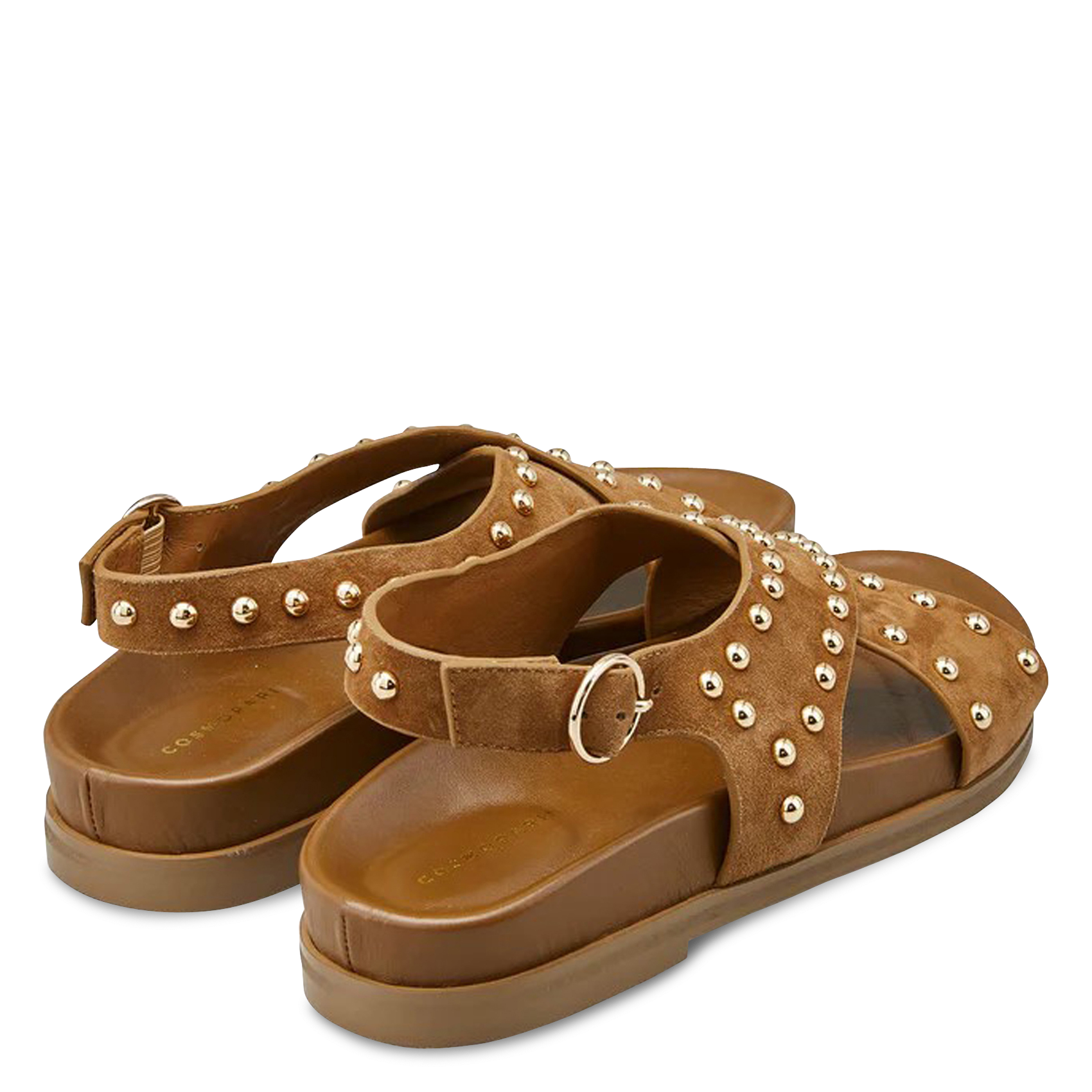 Sandales plates en cuir COSMOPARIS Marron