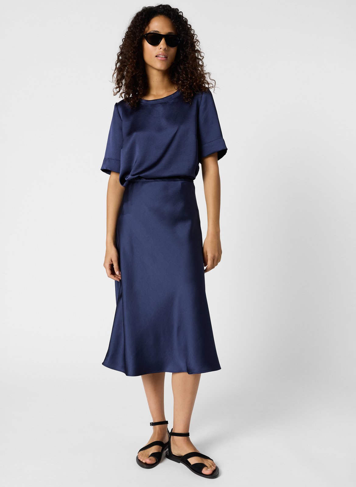 Jupe midi satinée GERARD DAREL Bleu