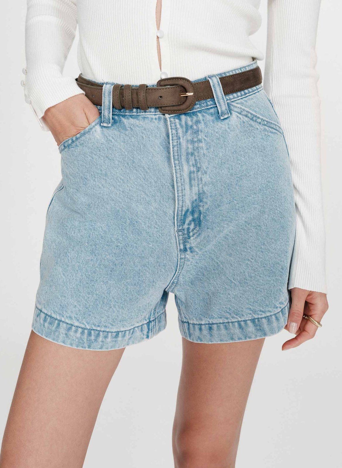 Kurze High-Waist-Jeans in einfarbigem Denim GRACE ET MILA