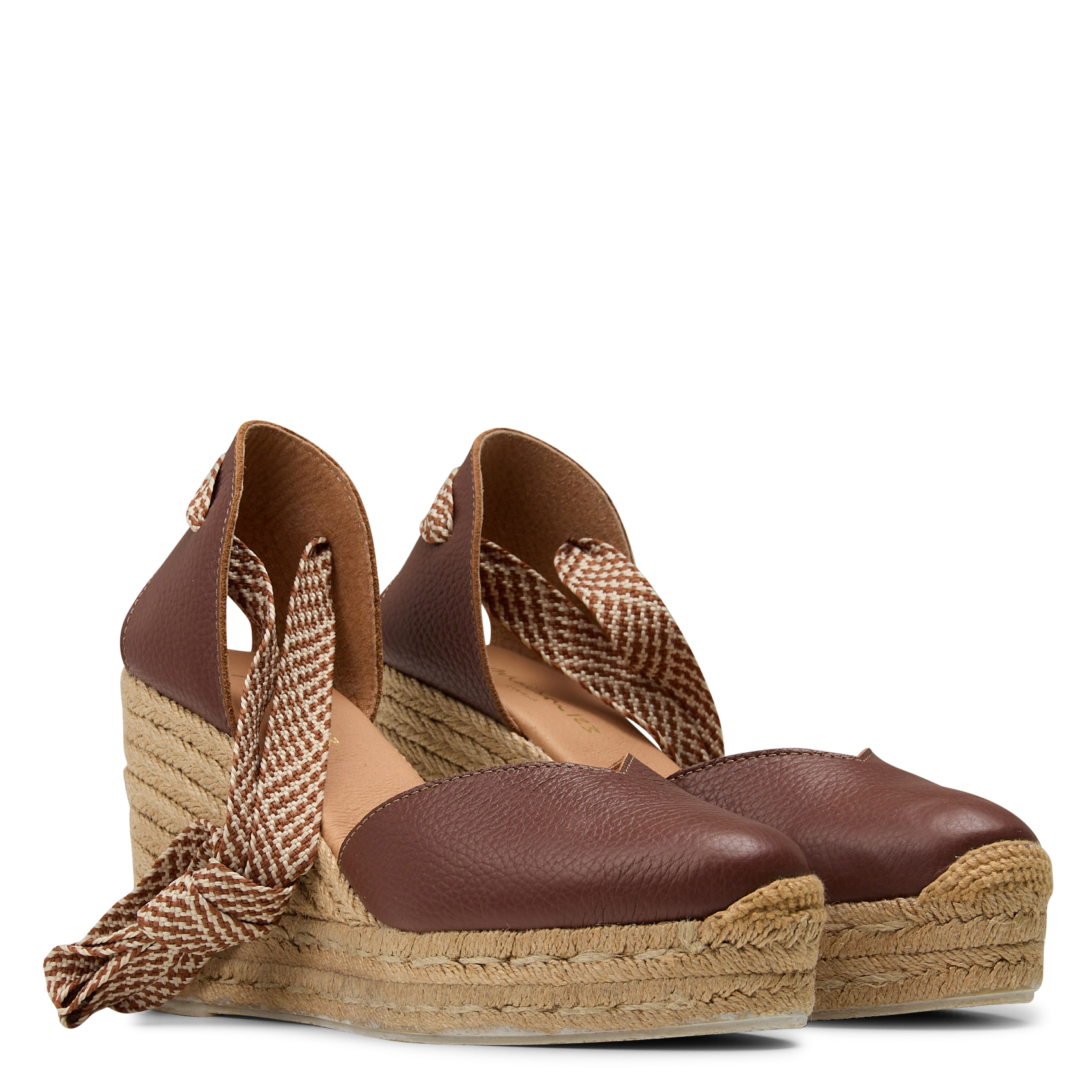 Espadrilles compensées en cuir MAISON 123 Marron