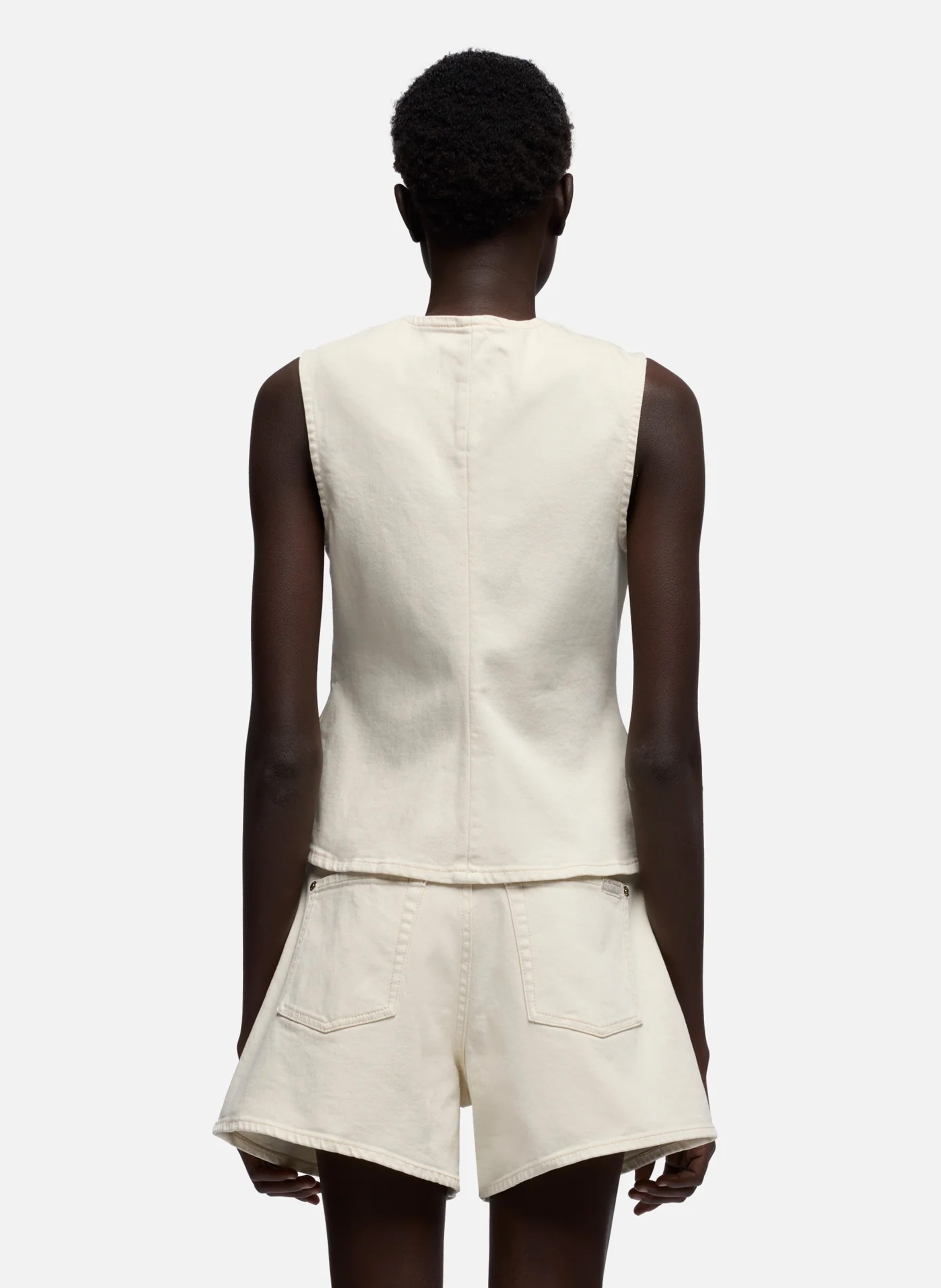 Top boutonné en coton col v 7 FOR ALL MANKIND White