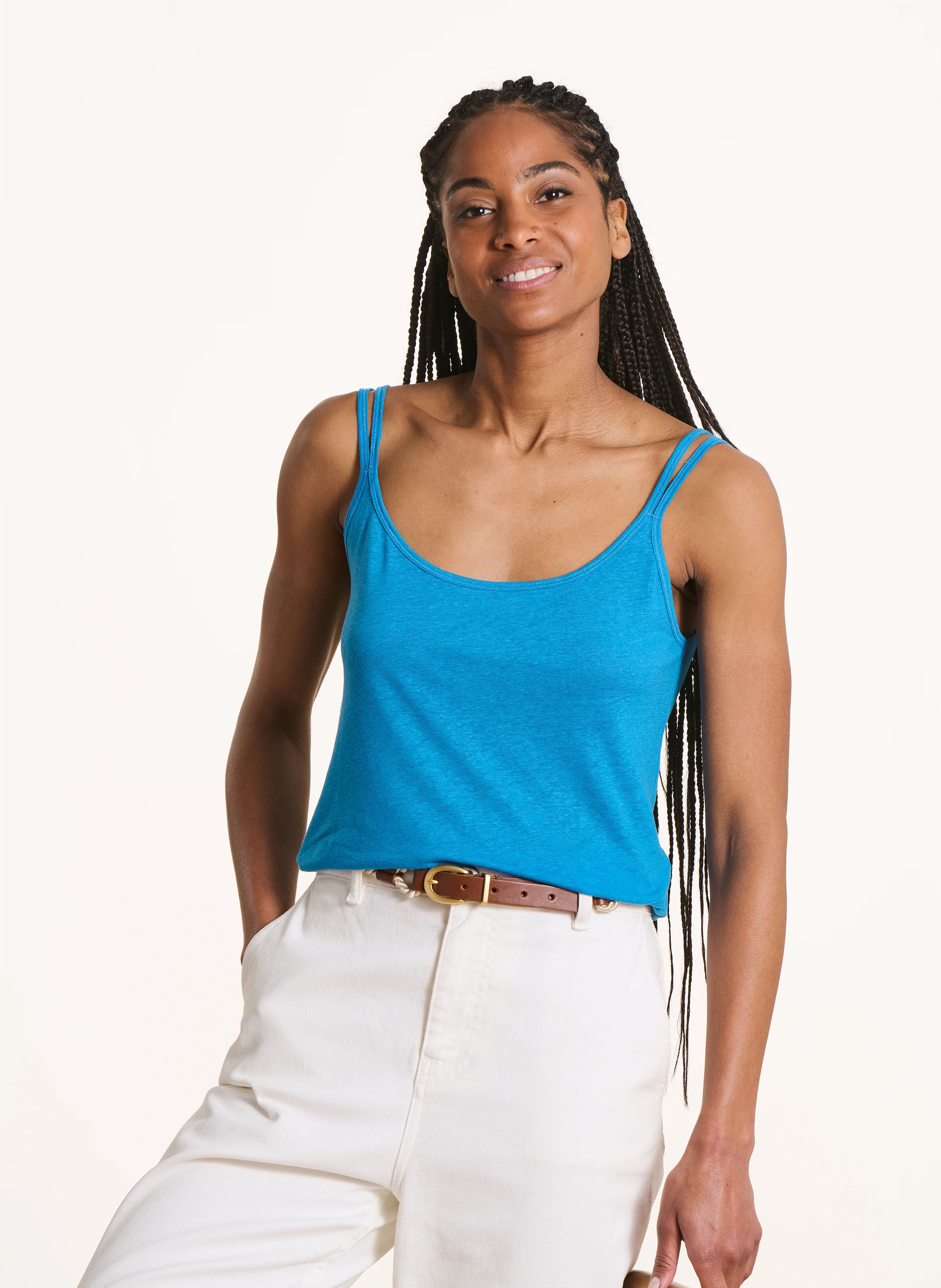 Einfarbiges Rundhals-Tanktop LA FEE MARABOUTEE Blau