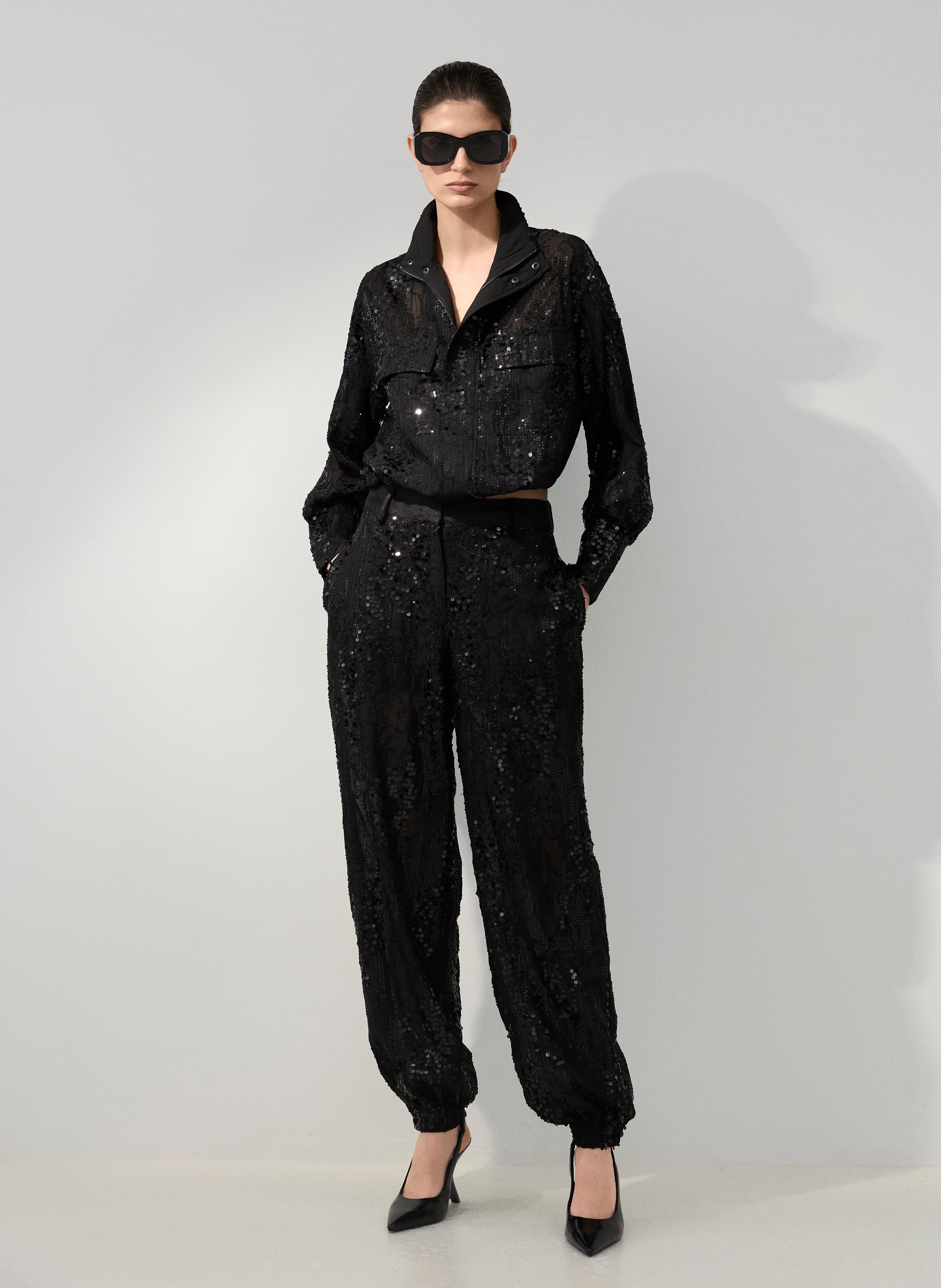 Embroidered balloon pants ROUGE EDIT Grey