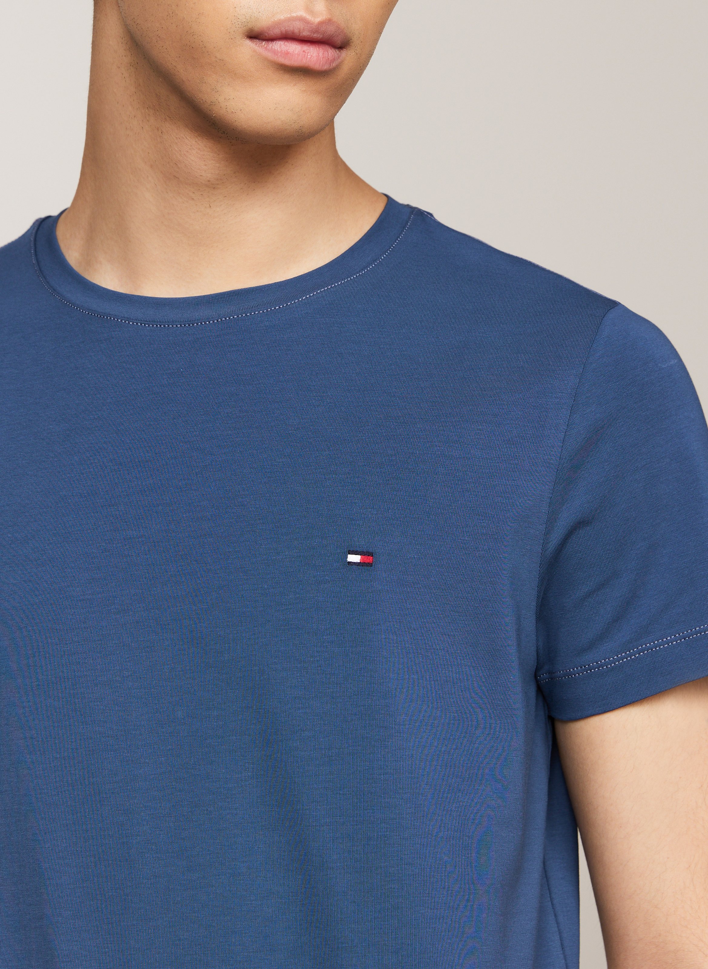 Rundhals-T-Shirt aus Bio-Baumwolle, Slim Fit TOMMY HILFIGER Blau