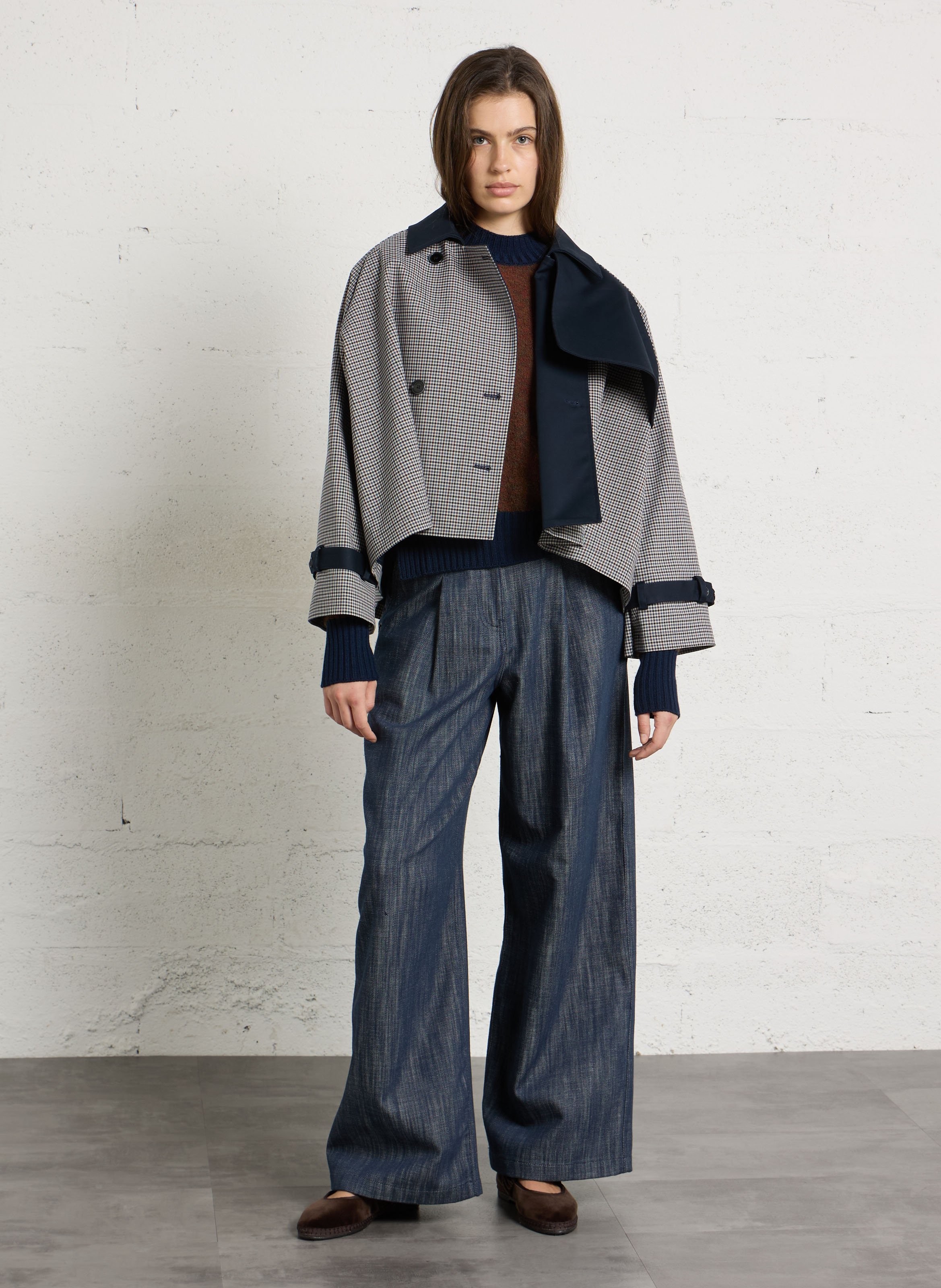 Short plaid trench coat IMPERIAL Beige