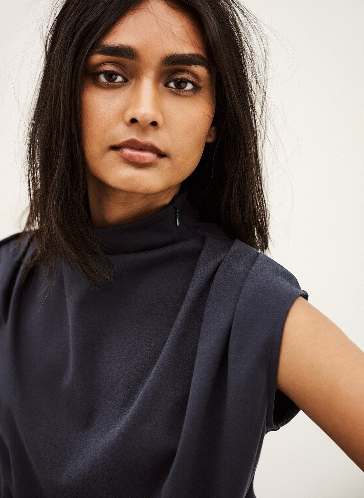 Mouwloze top met plooien | Blauw BA&SH Dames