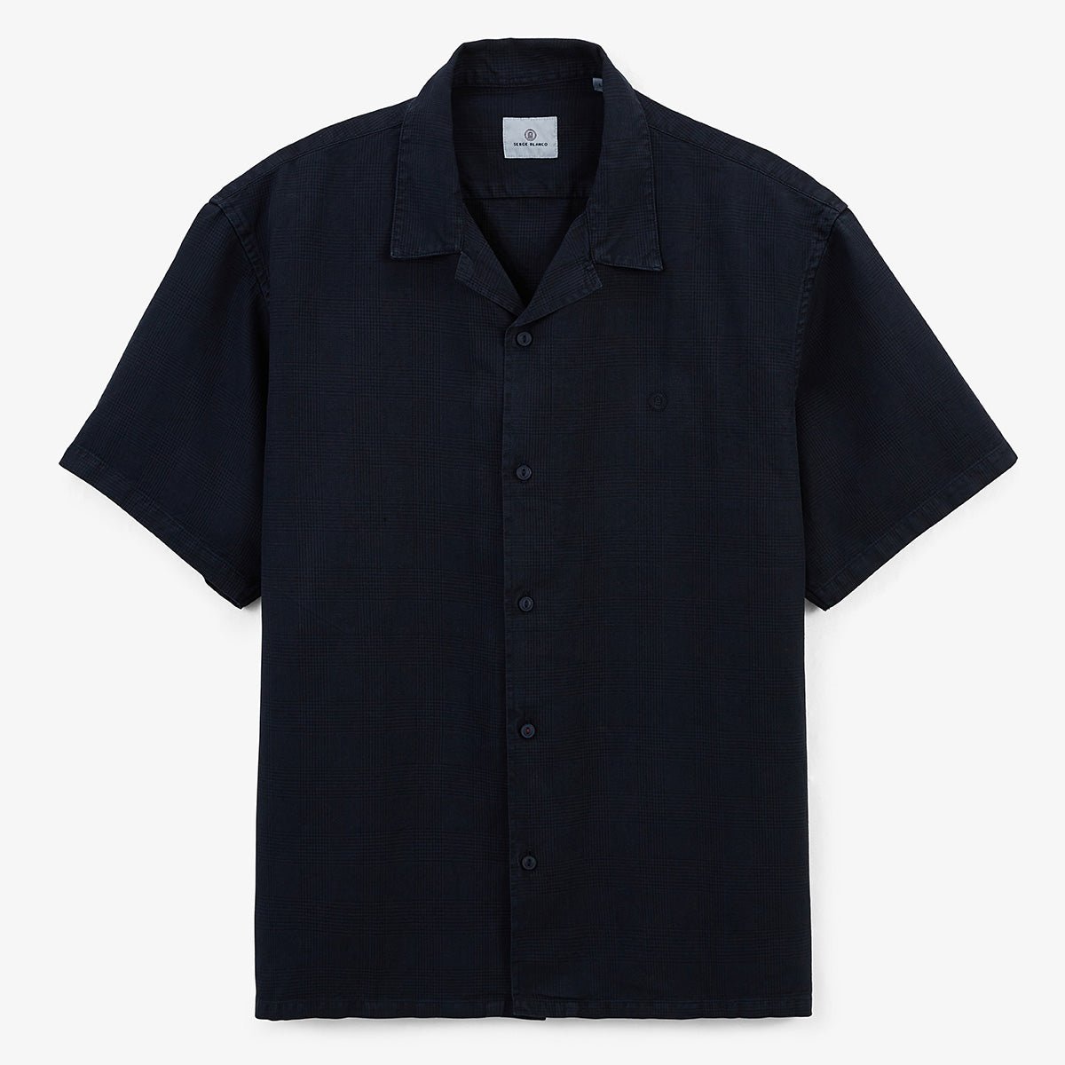 Chemise manches courtes caracas en coton et lin SERGE BLANCO Bleu