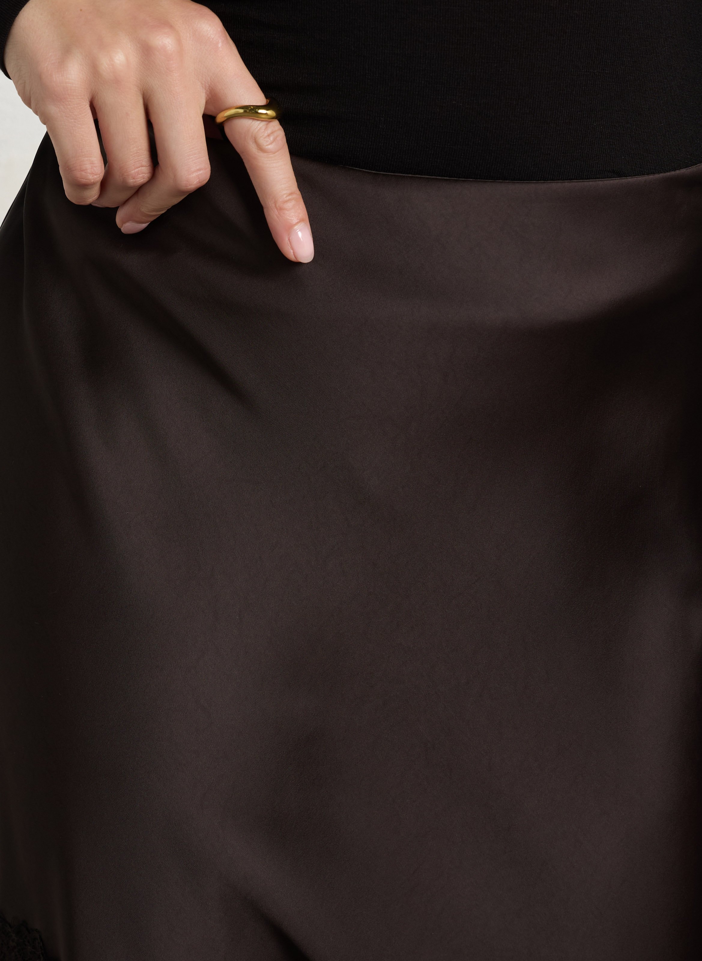 Asymmetrischer Midirock mit Spitze IMPERIAL Braun