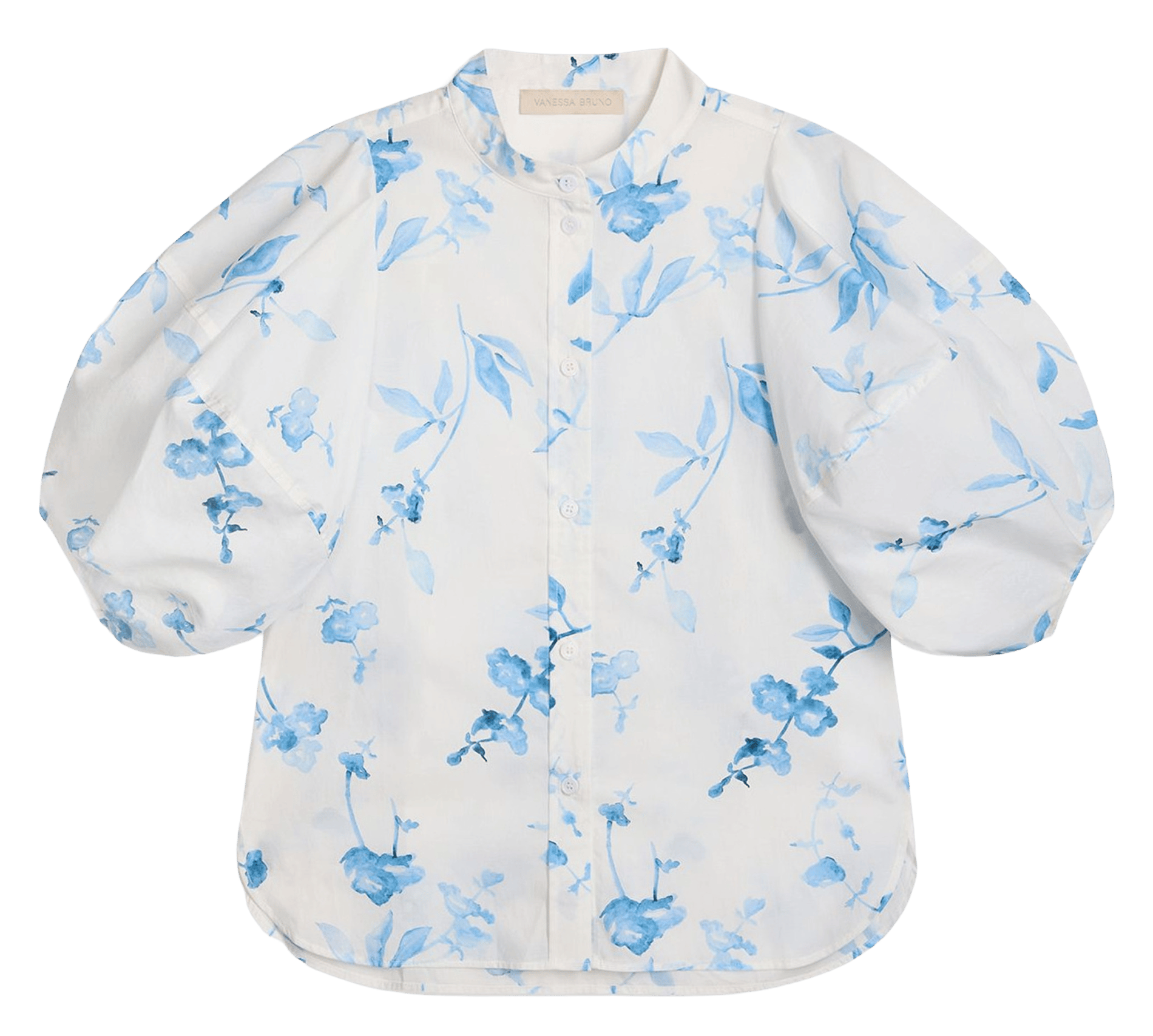 Blouse imprimée fluide à manches bouffantes VANESSA BRUNO Blanc