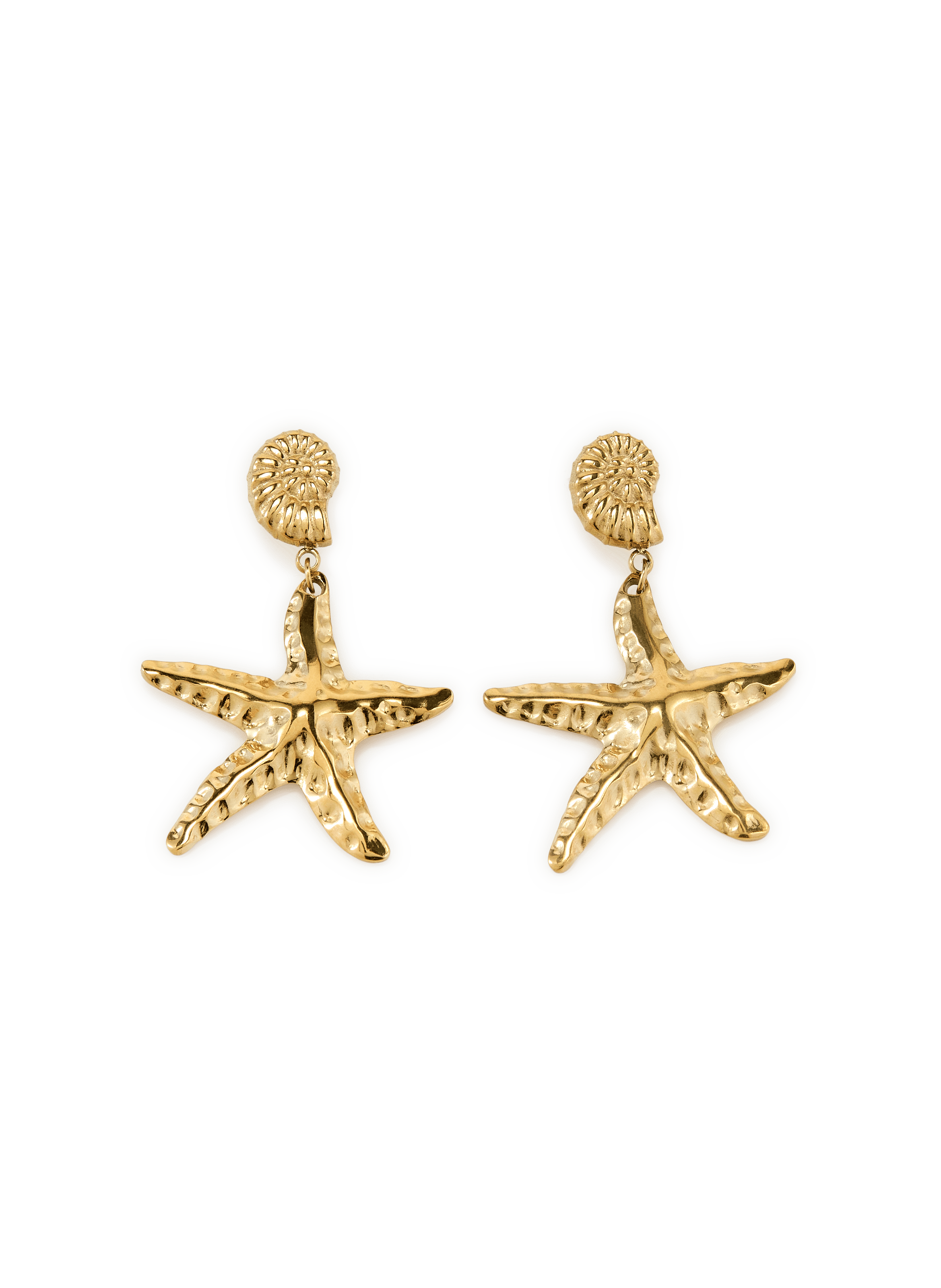 Seashell and Starfish Dangle Earrings AU PRINTEMPS PARIS Golden