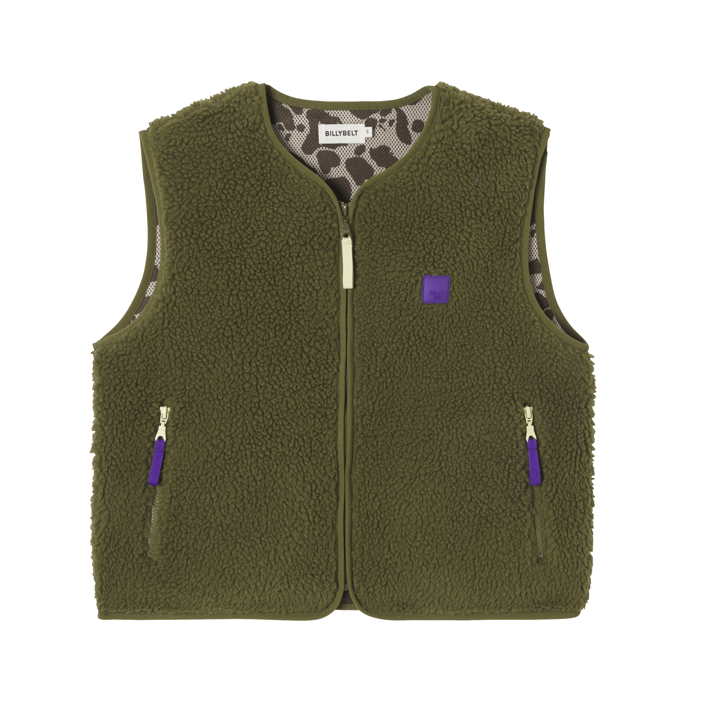 Sleeveless Sherpa Zip-Up Vest BILLYBELT Green