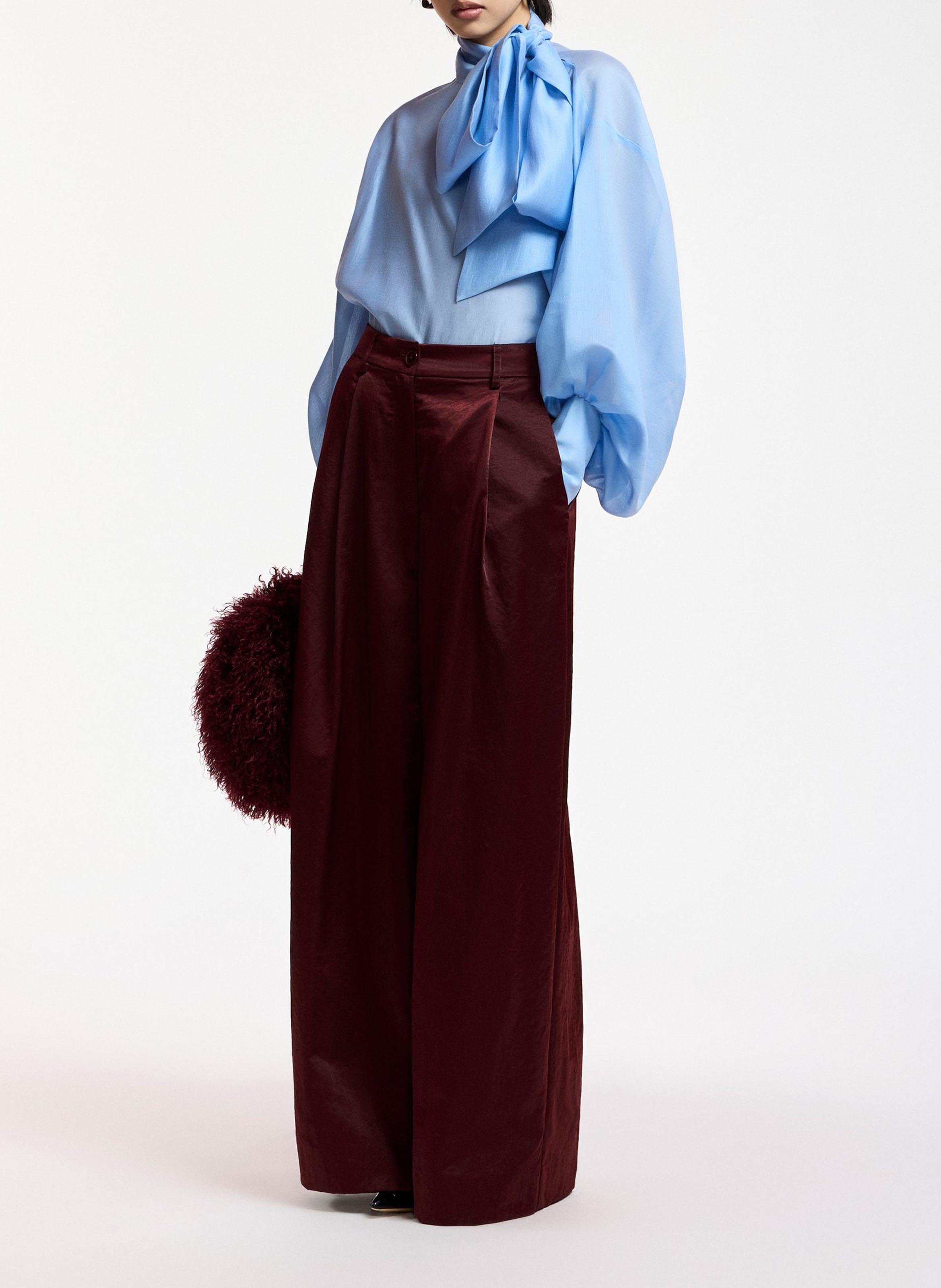 Bluse mit Schluppenkragen | Blau ESSENTIEL ANTWERP Damen