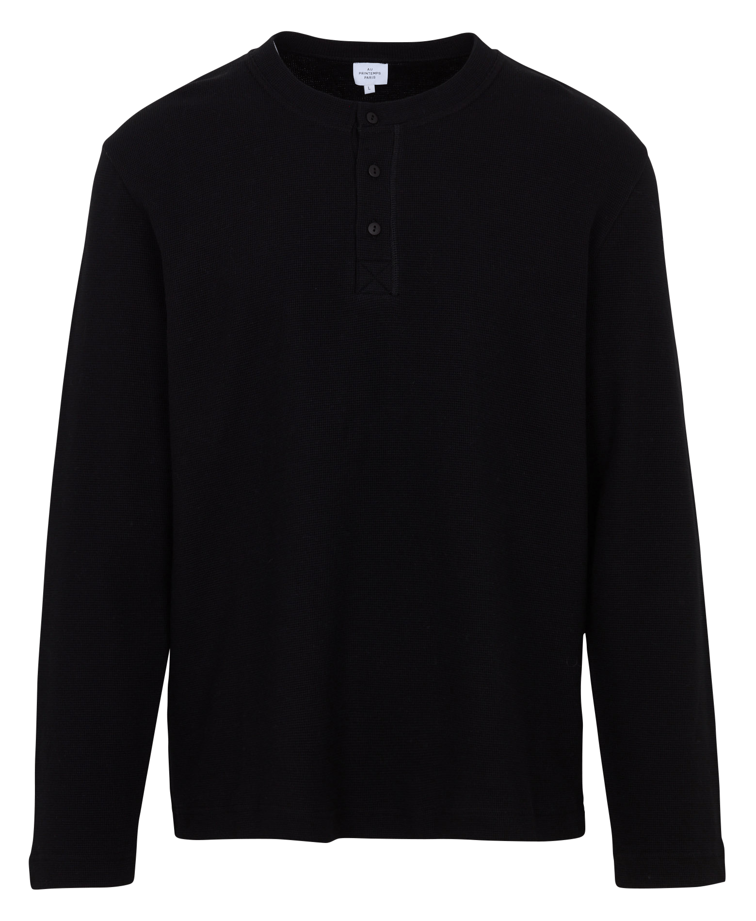 Pull col rond en coton AU PRINTEMPS PARIS Noir