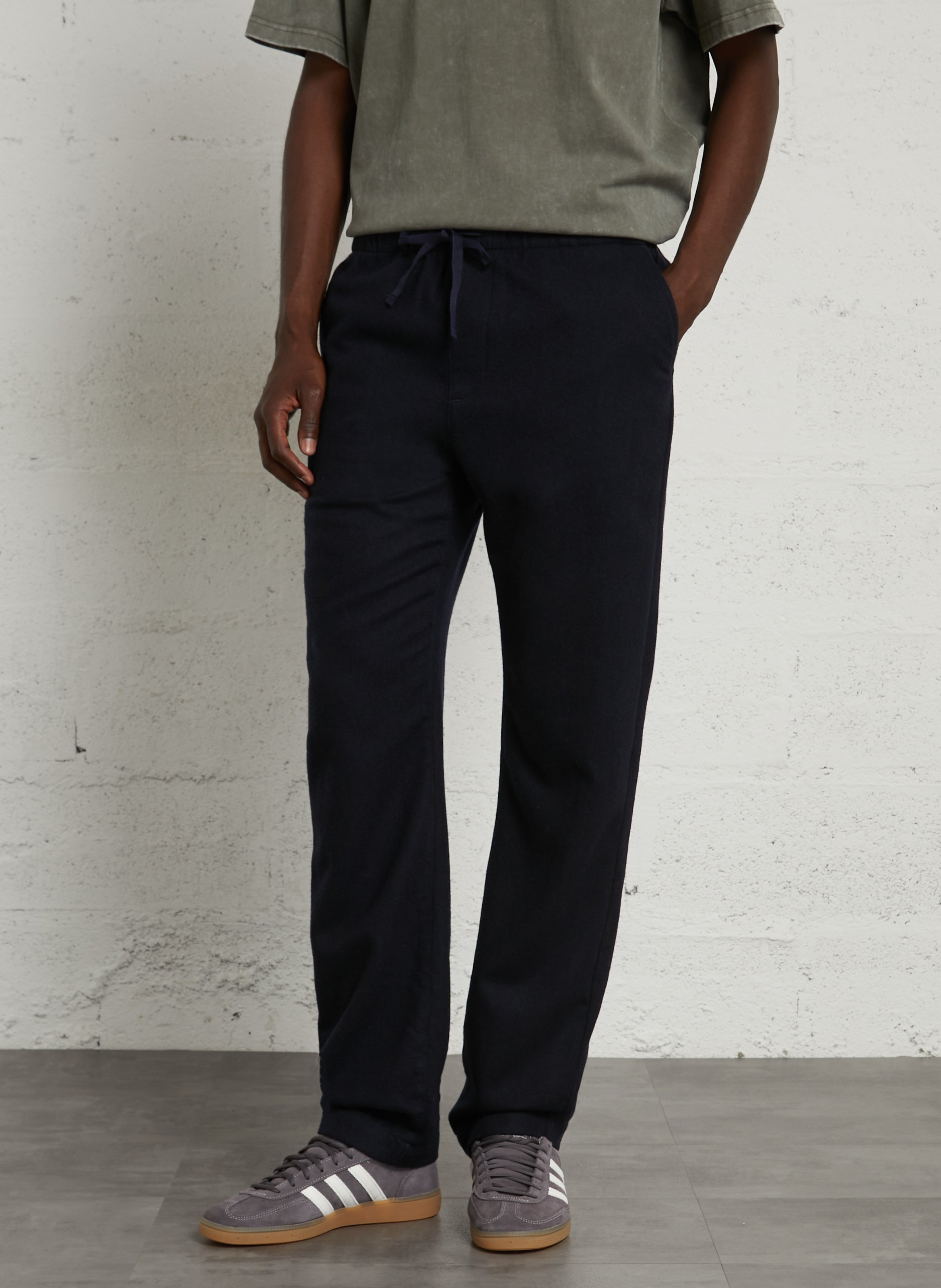 Pantalon droit en laine mélangée HARTFORD Bleu
