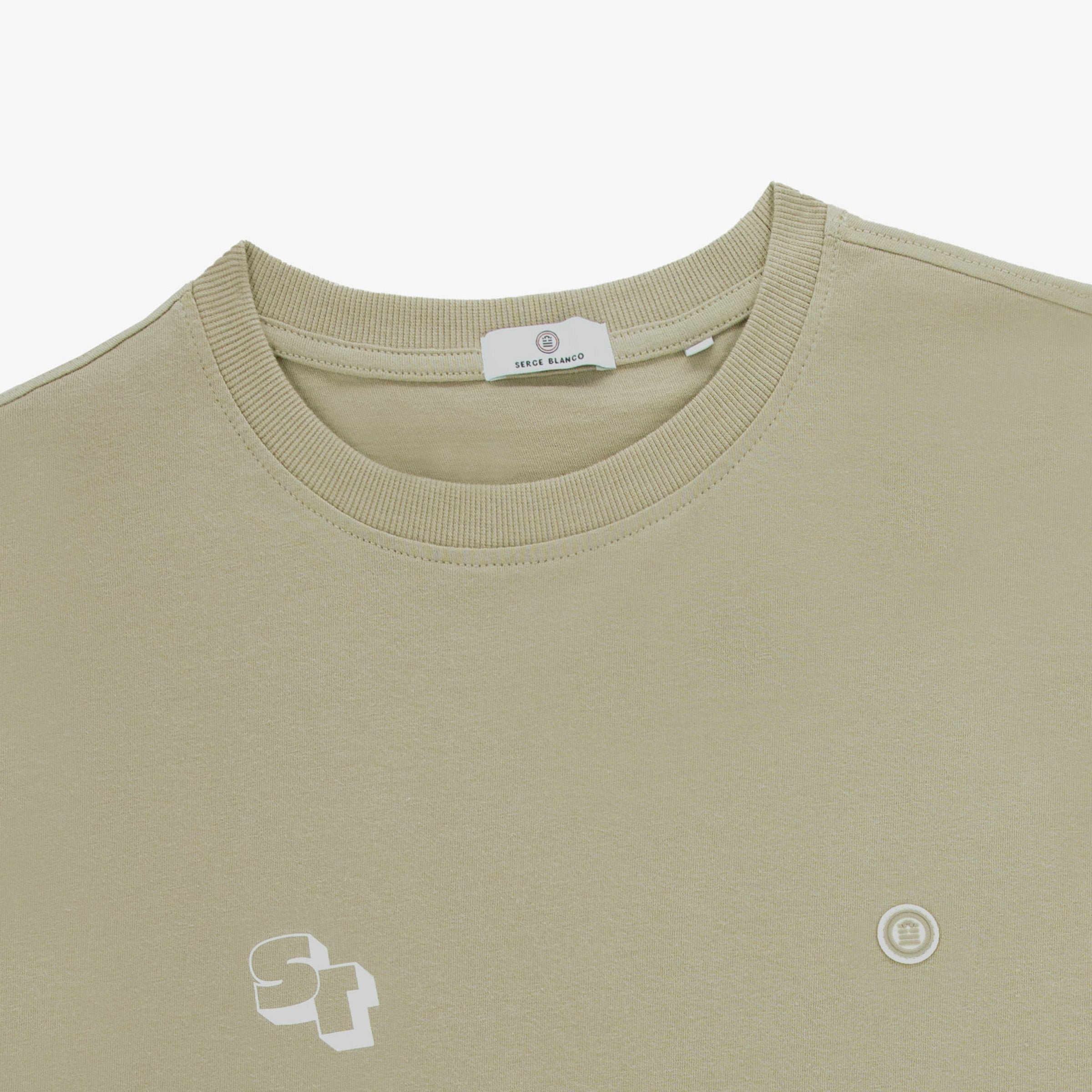 Printed cotton short-sleeved T-shirt SERGE BLANCO Beige
