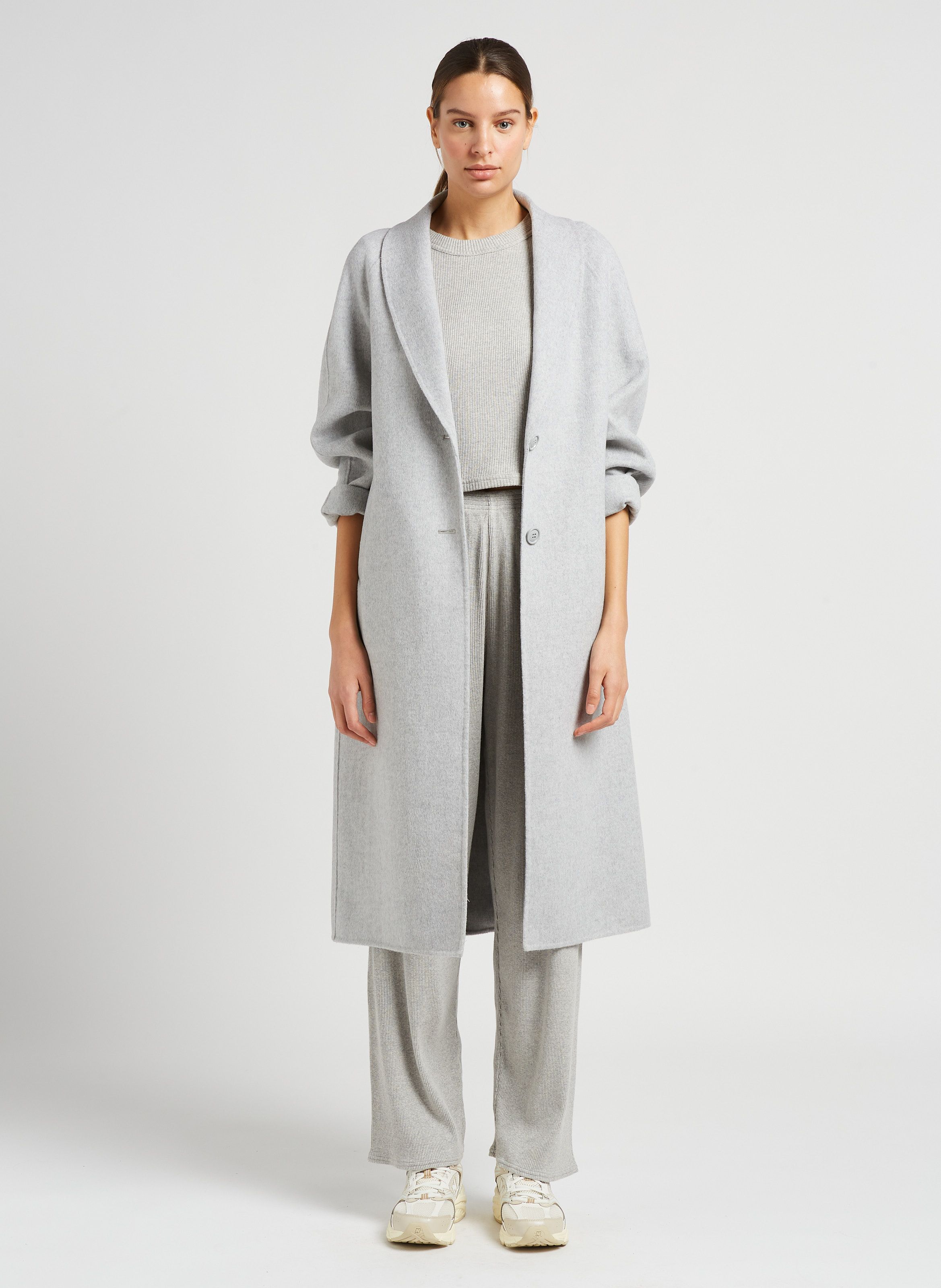 Long manteau gris femme hot sale