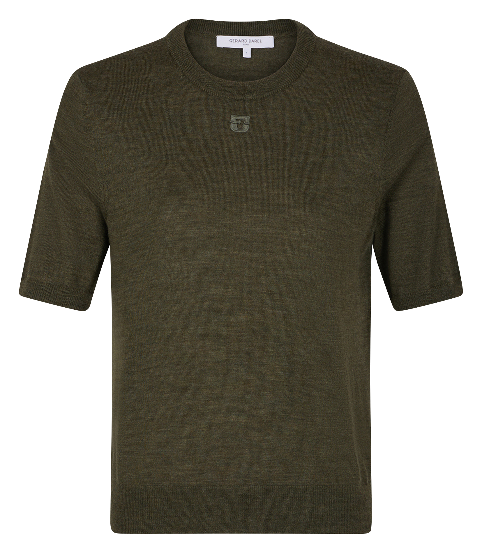 Tee-shirt droit brodé en laine mérinos GERARD DAREL Kaki