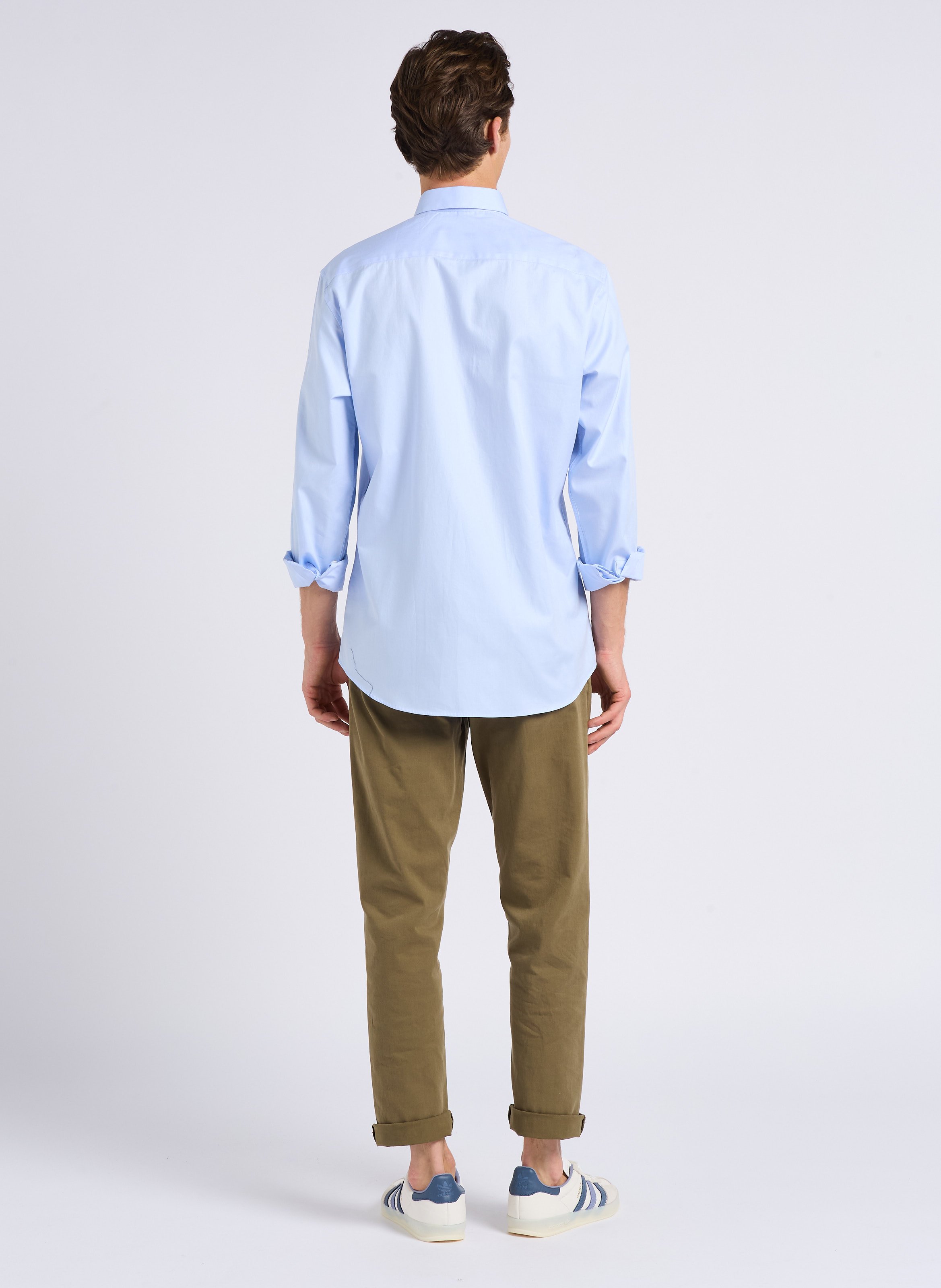 Slim-fit cotton shirt with classic collar AU PRINTEMPS PARIS Blue