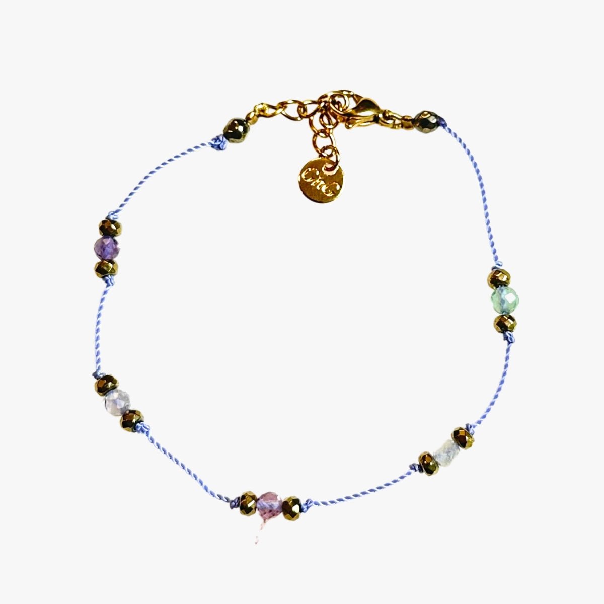 Fluorite nylon cord bracelet GINANDGER Purple