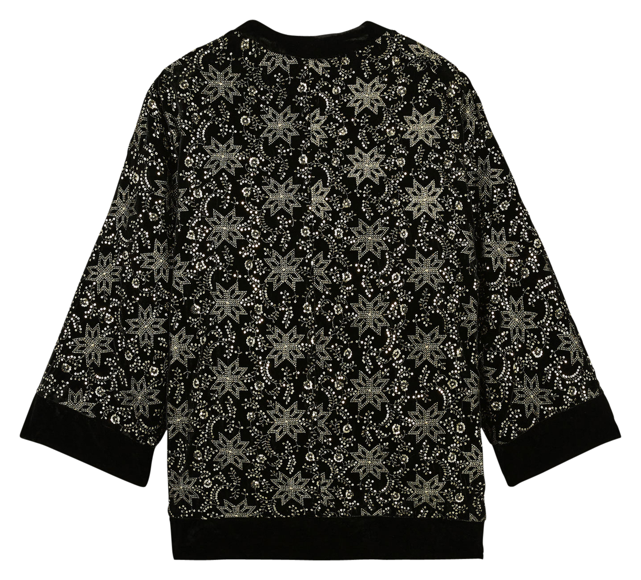 Lange oversized geborduurde jas WILD Zwart