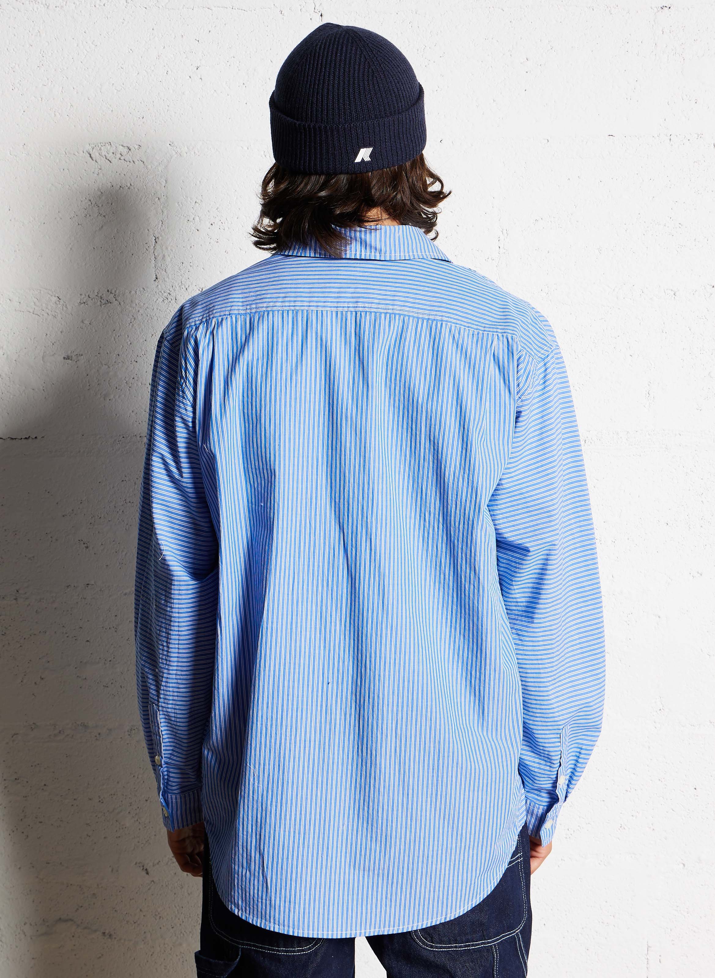 Oversized Striped Cotton Shirt AMERICAN VINTAGE Blue
