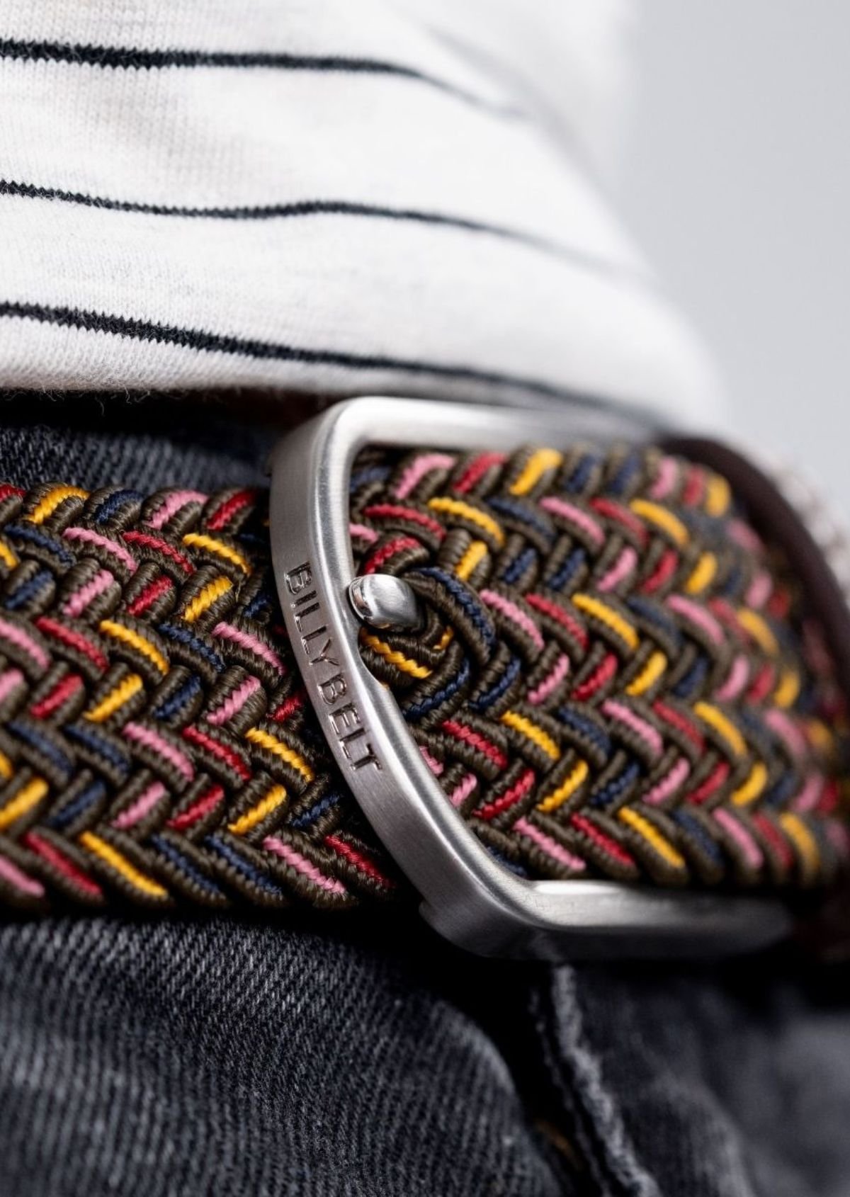Multicolored braided elastic belt BILLYBELT Multicolored