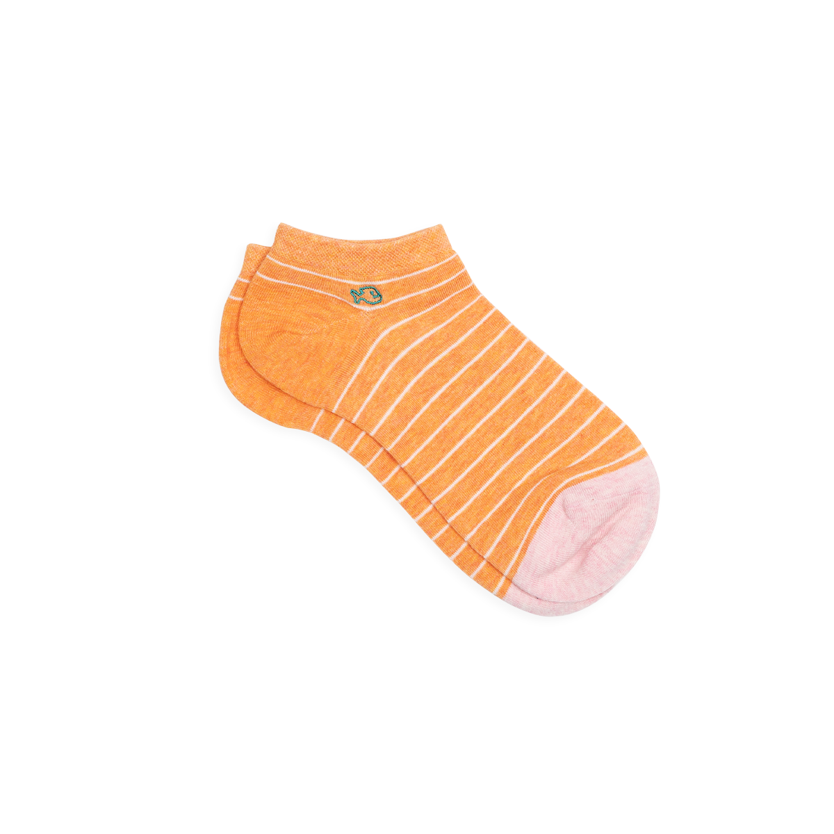 Fine striped combed cotton ankle socks BILLYBELT Orange