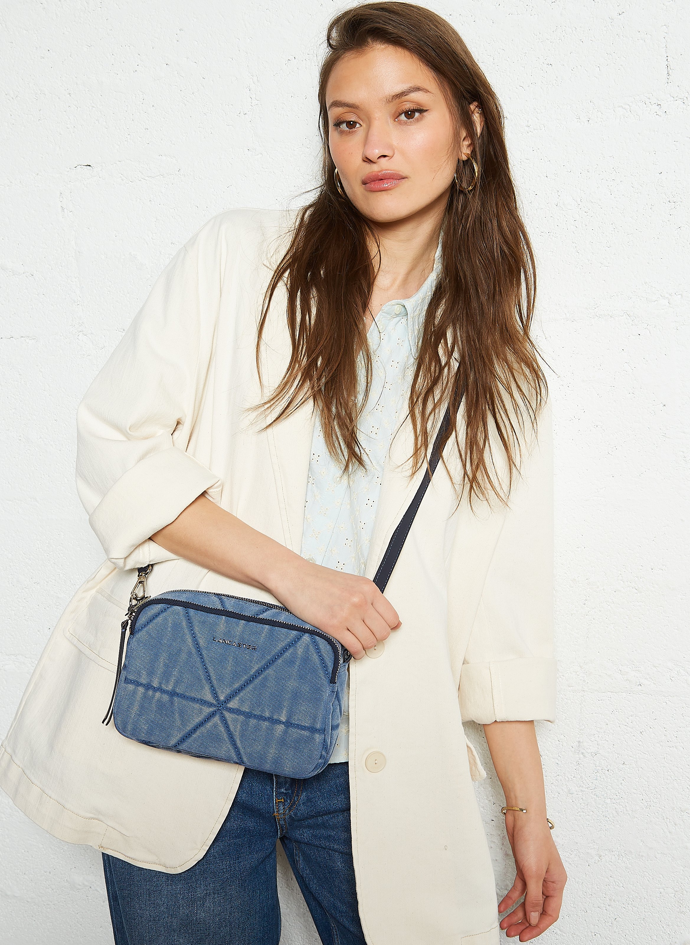 Denim shoulder bag LANCASTER PARIS Blue