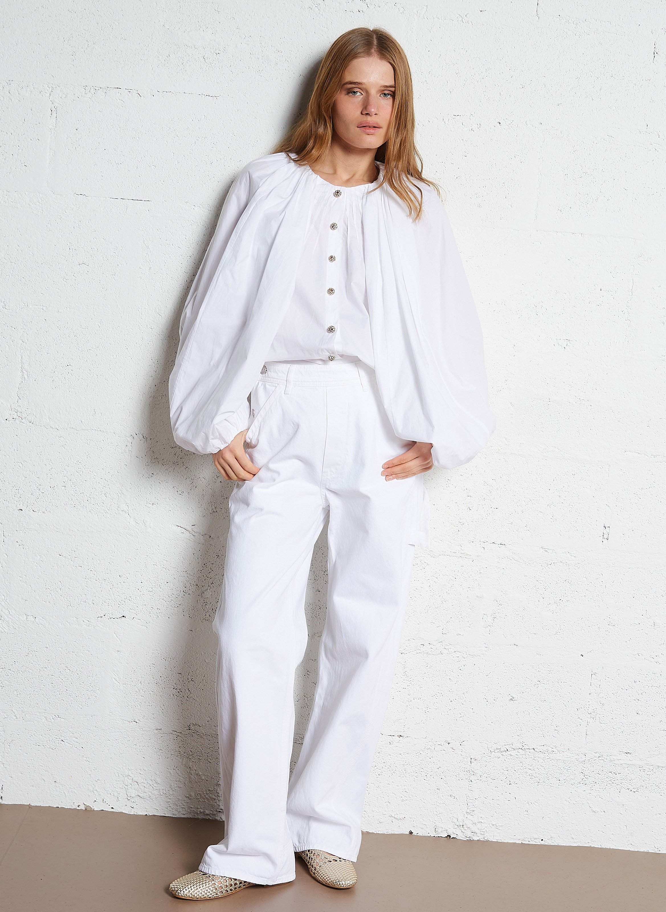 Grote katoenen jeans LAURENCE BRAS Wit