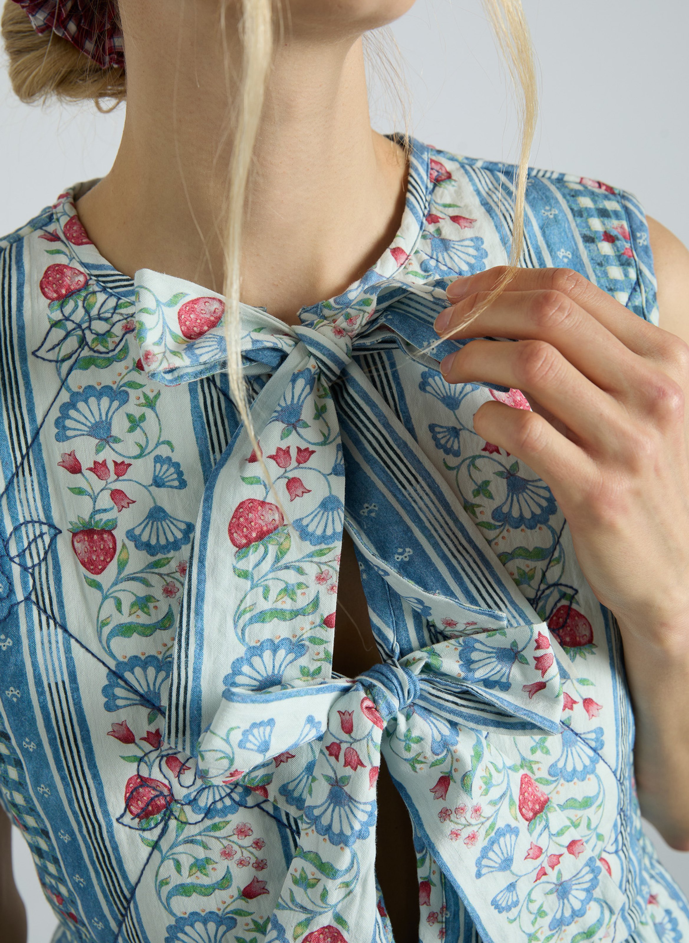 Gilet imprimé sans manches à nœuds DAMSON MADDER Bleu