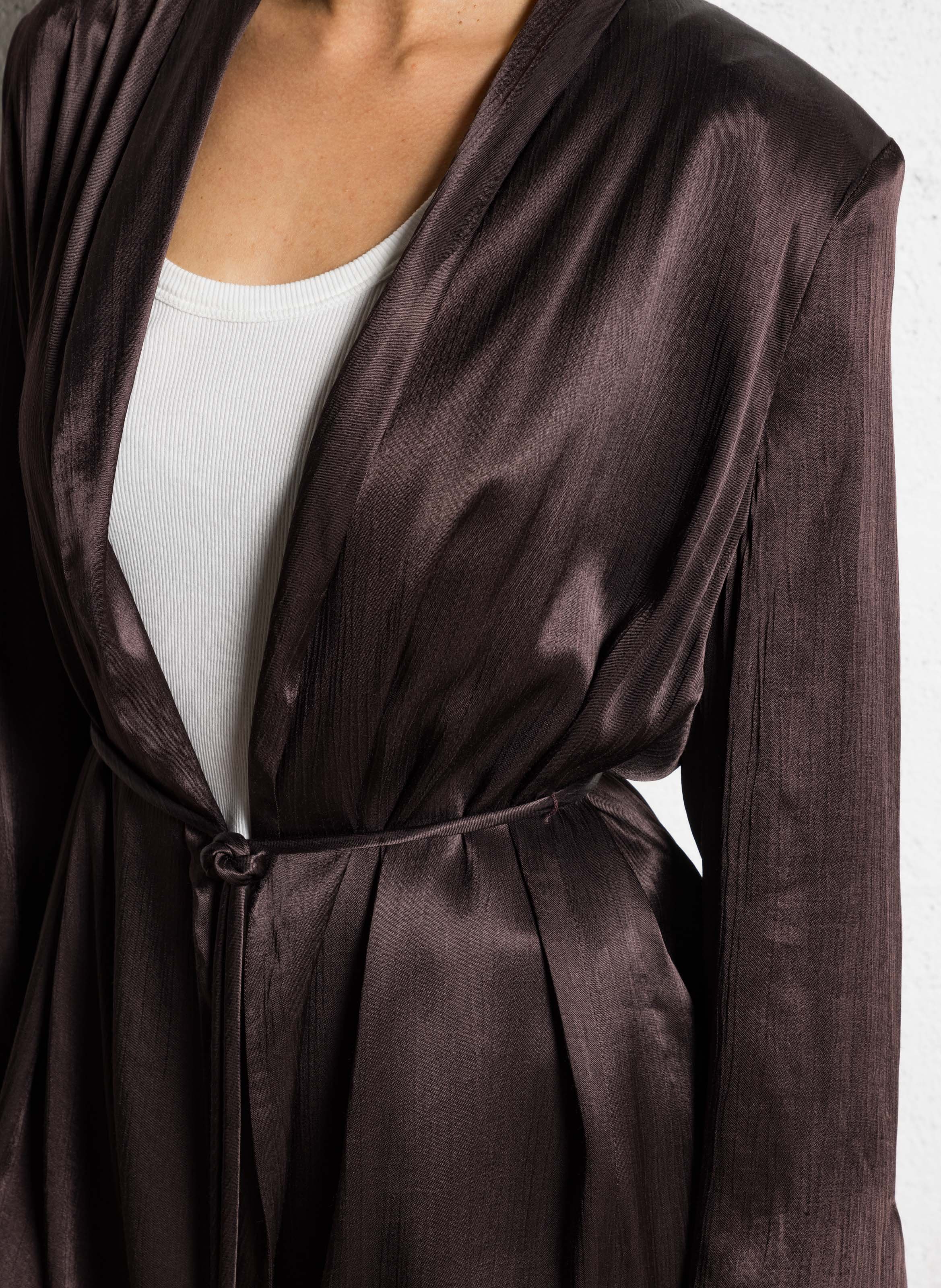 Belted satin blazer ATTIC AND BARN Brown