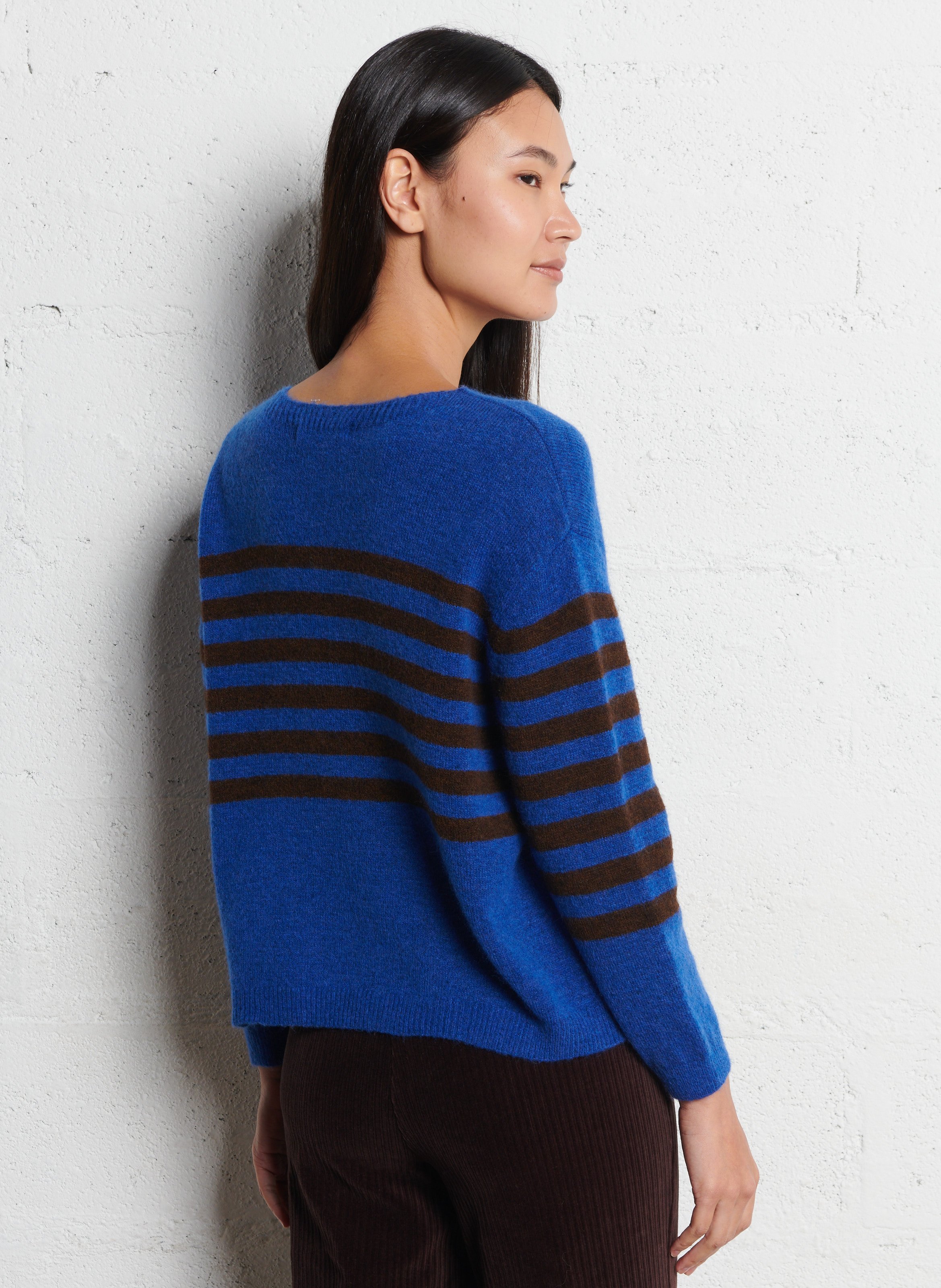 Pull ample col bateau à rayures NICE THINGS Bleu