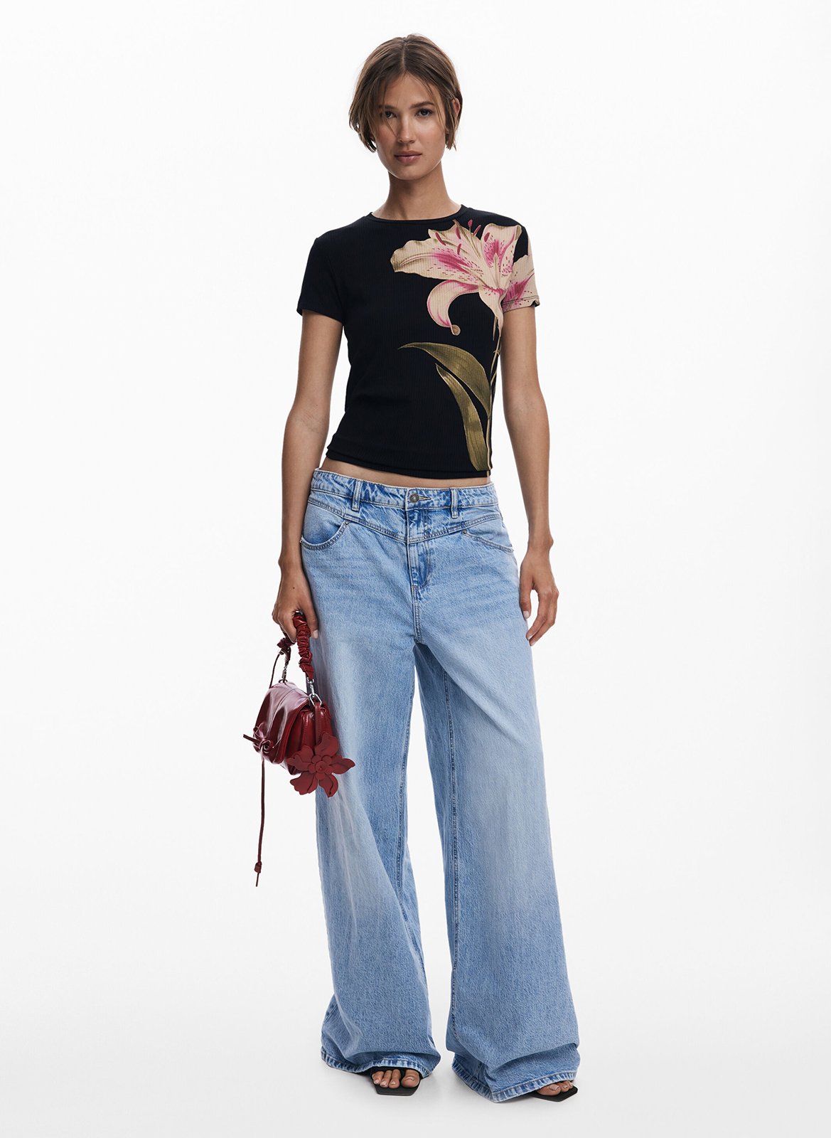 Tee-shirt ajusté imprimé DESIGUAL Noir