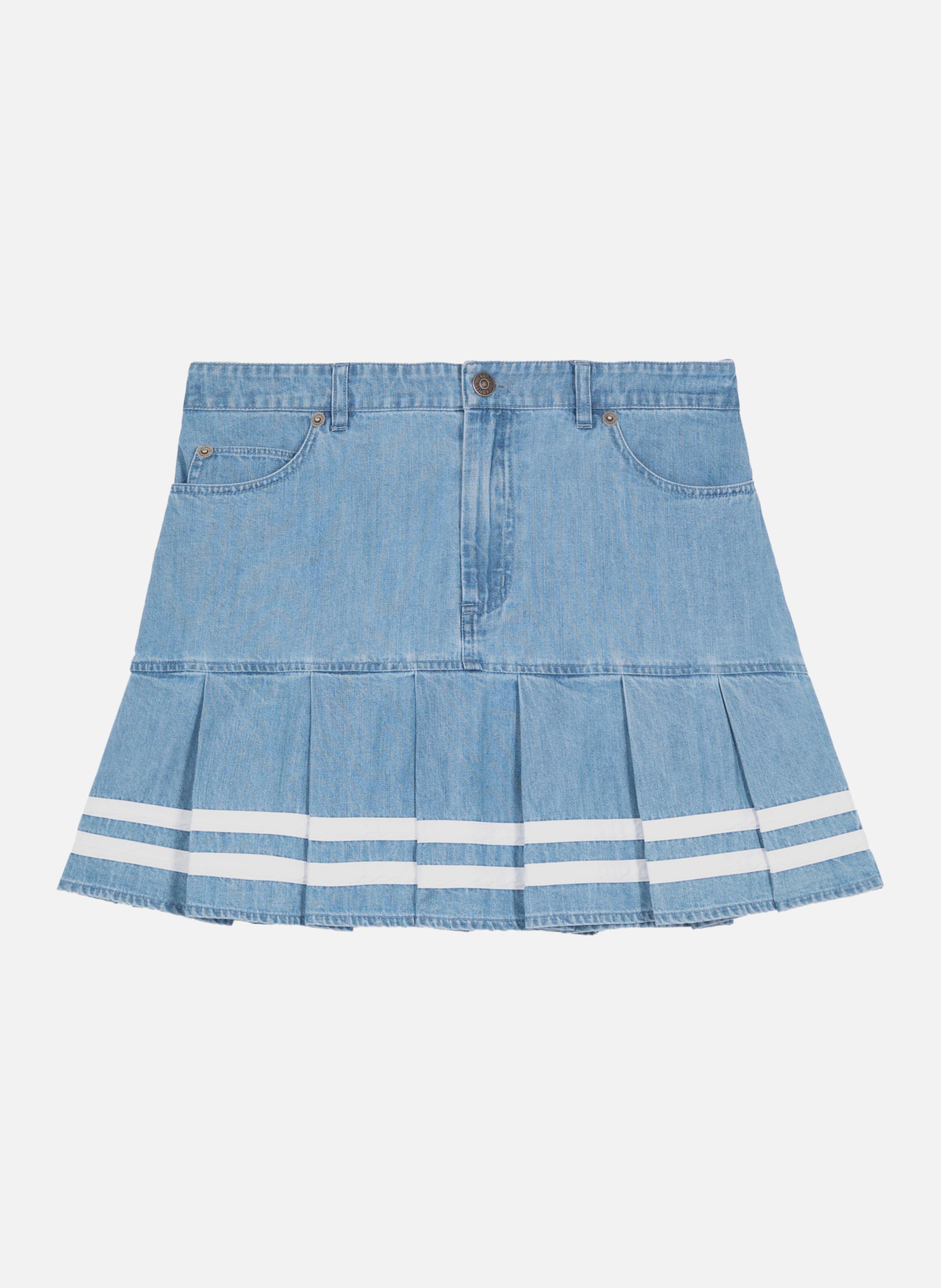 Pleated short denim skirt THE KOOPLES Blue