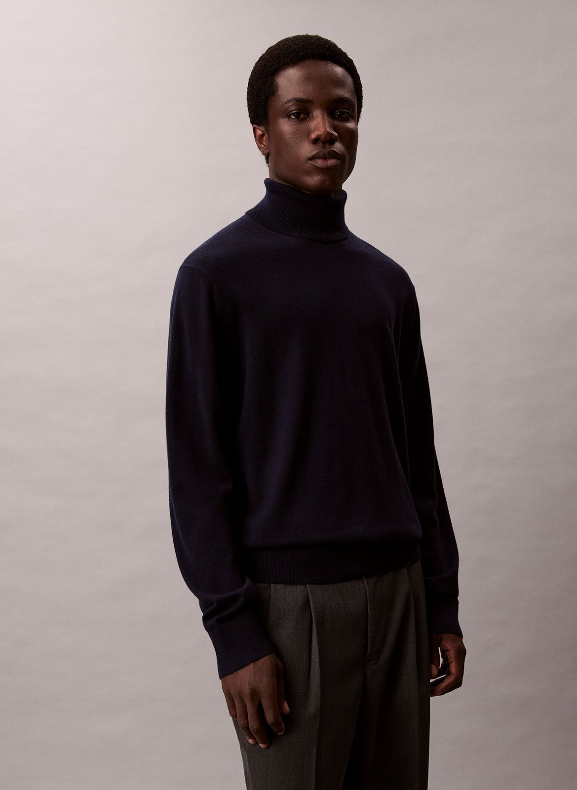 Pull col roulé uni en laine CALVIN KLEIN