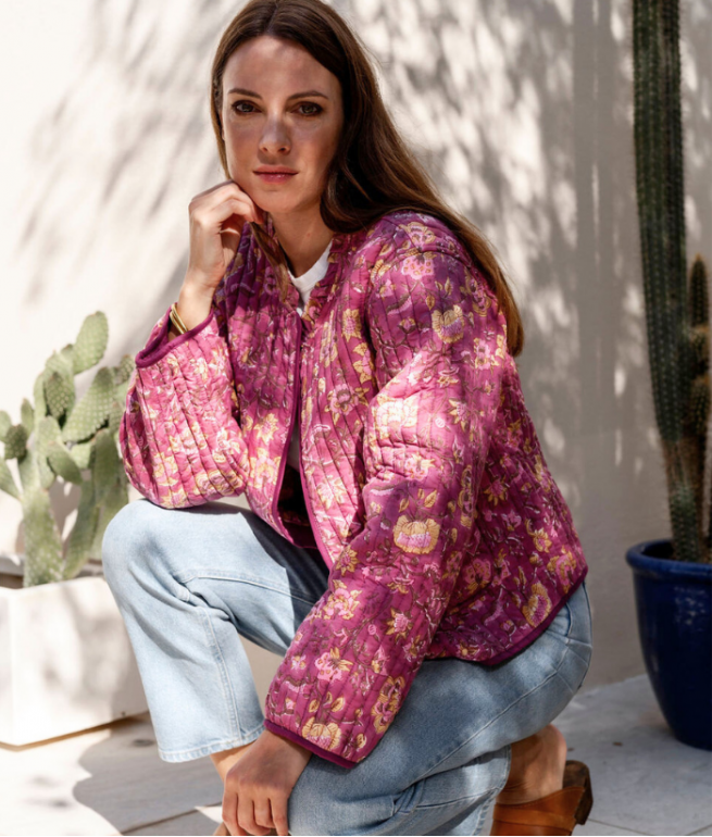 Printed quilted jacket Annaya BINDI ATELIER Purple