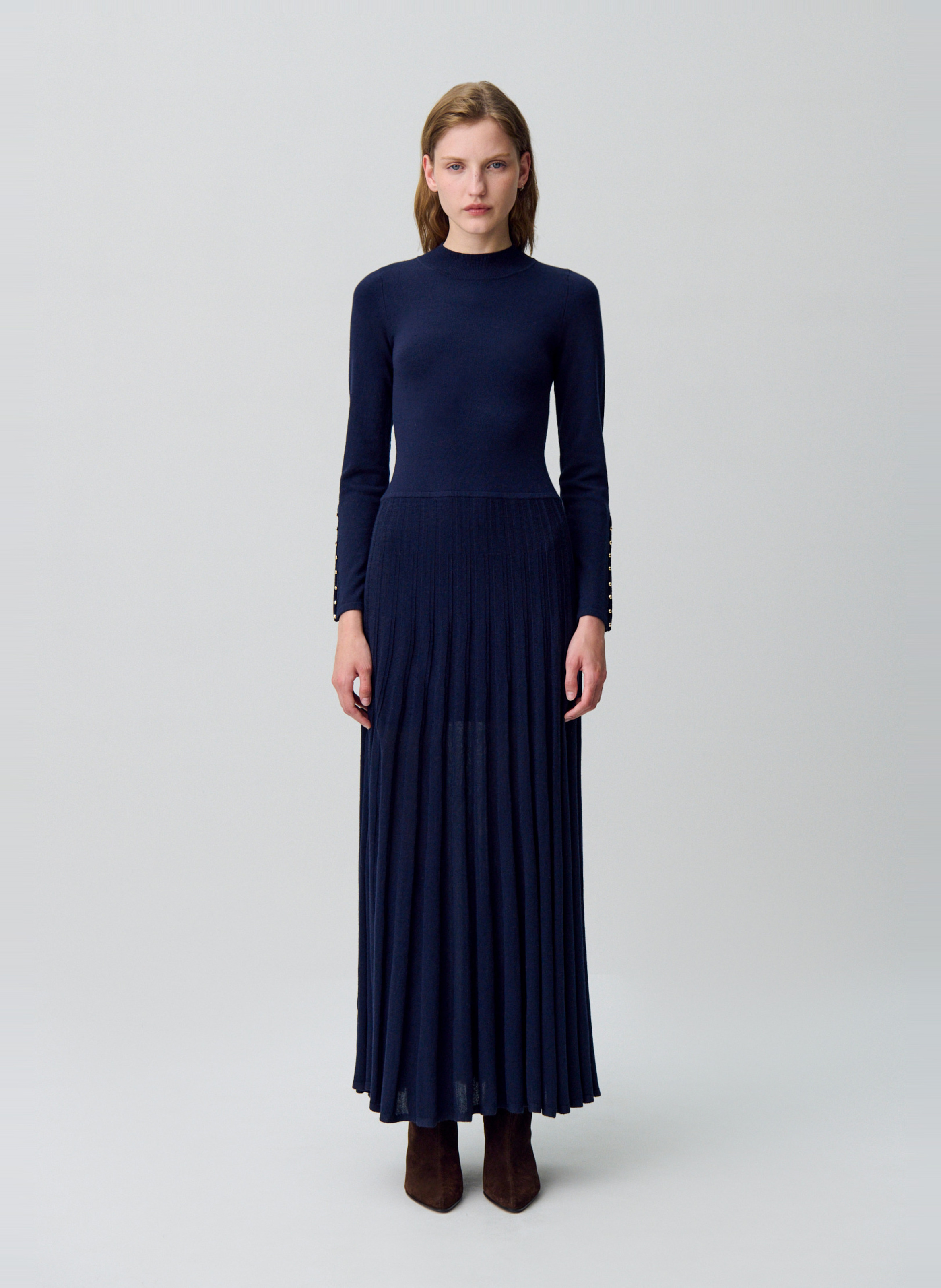 Robe longue unie en laine mélangée CLAUDIE PIERLOT Bleu