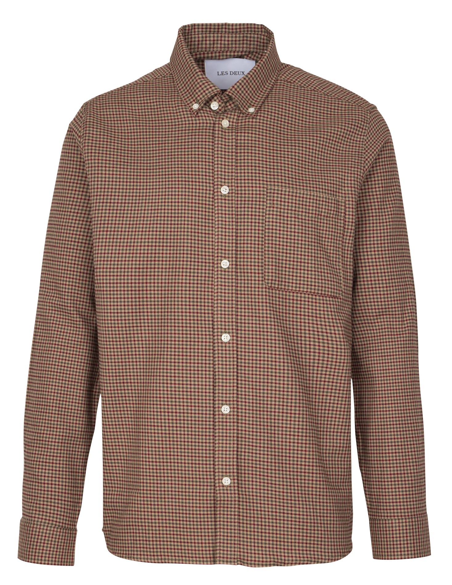 Oversized button-up checkered shirt LES DEUX Brown