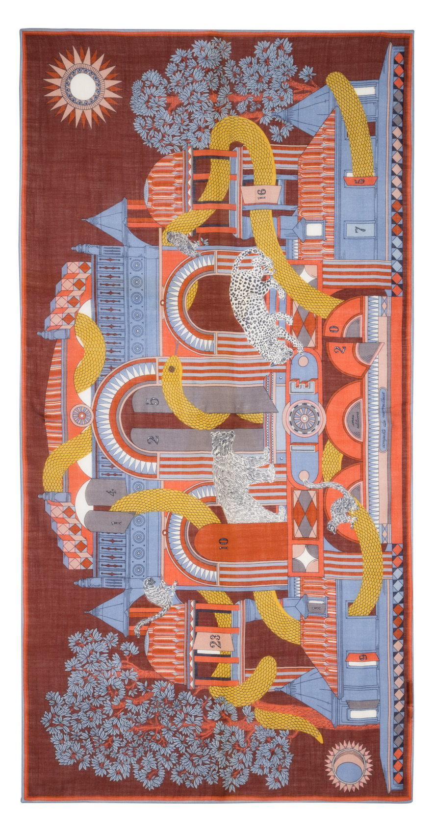 Rechteckiger bedruckter Wollschal INOUI EDITIONS Braun