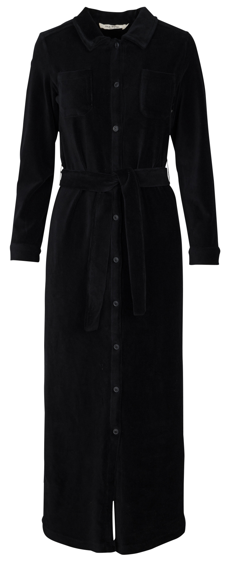 Midi corduroy belted dress NICE THINGS Black